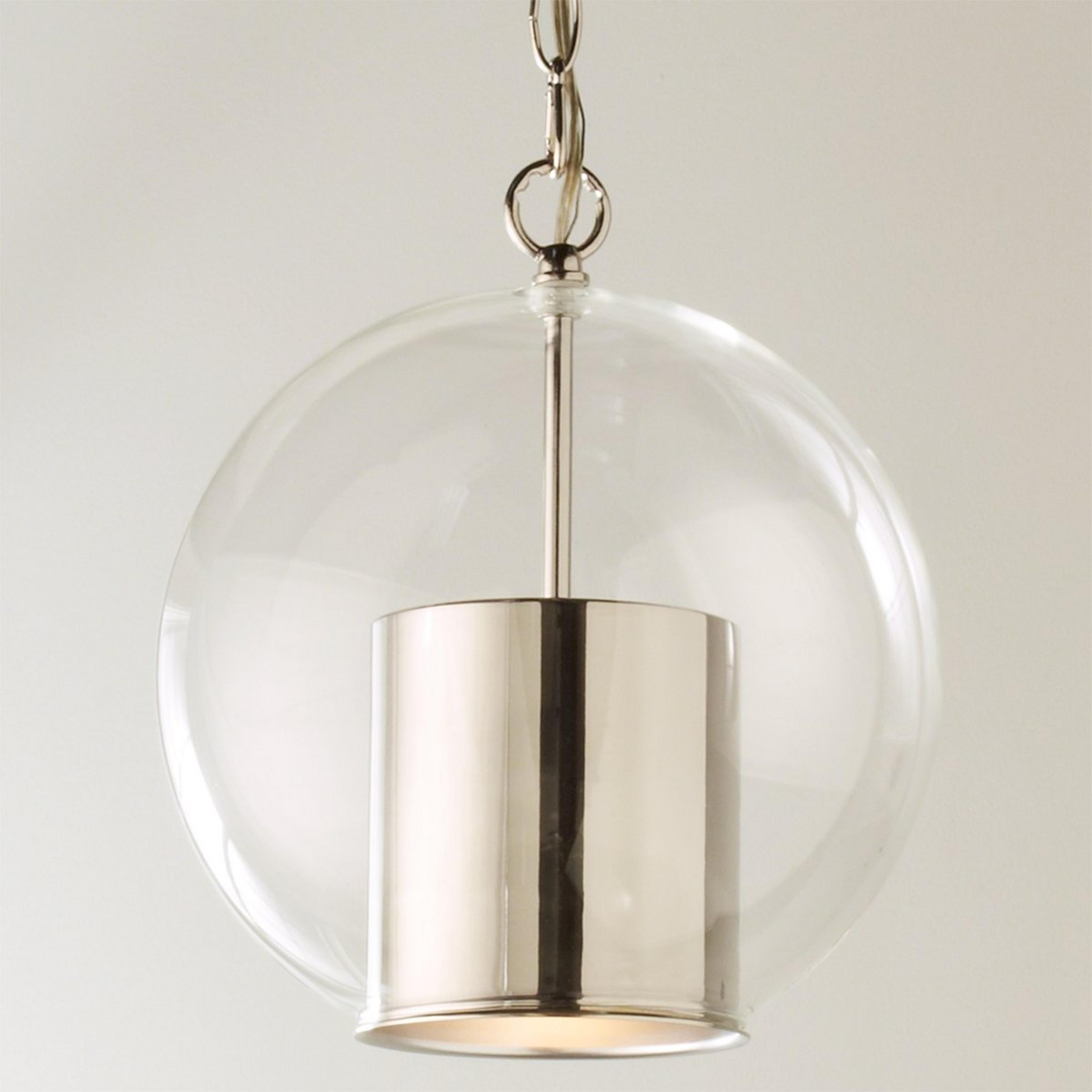 A Cap and Globe Pendant with Polished Nickel color