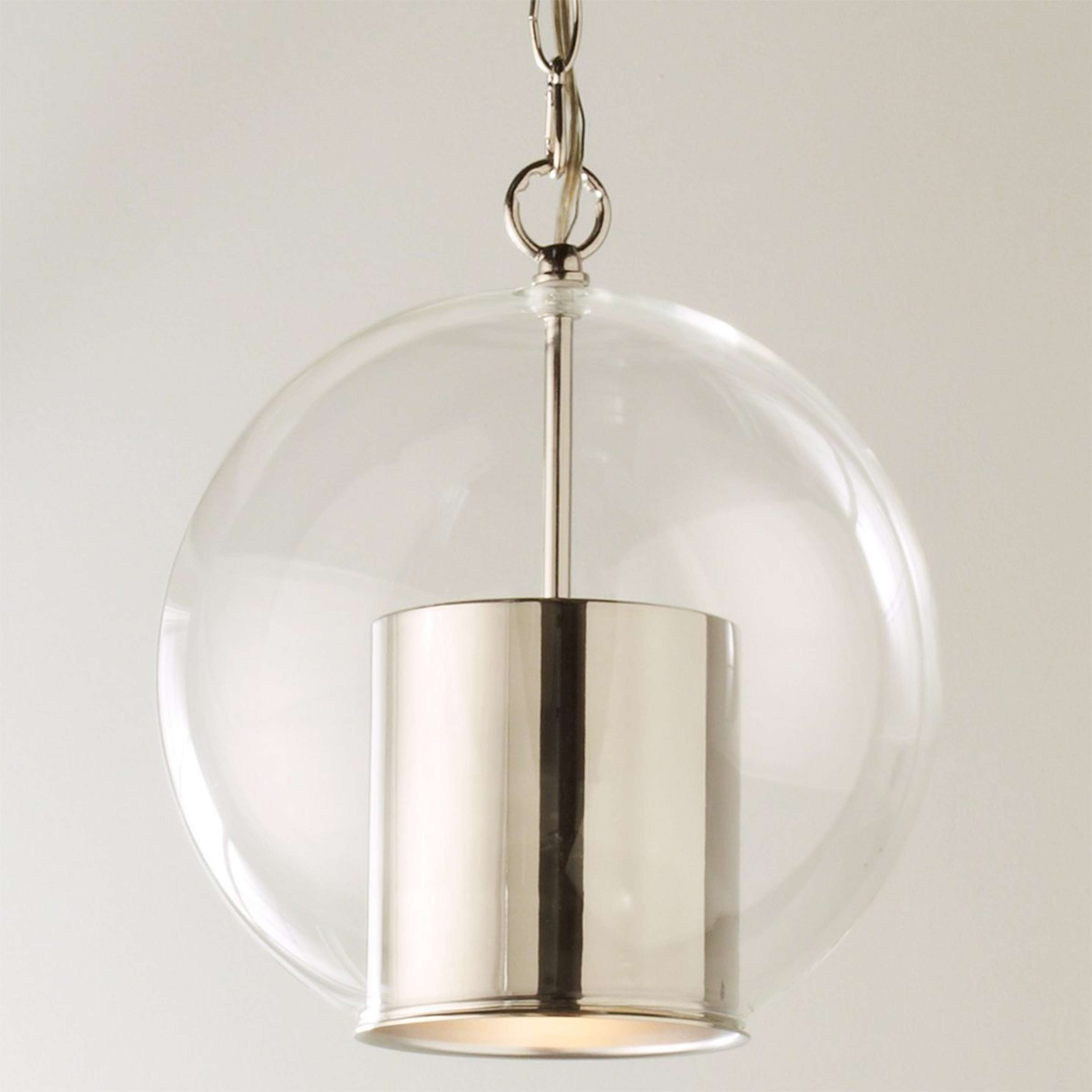 A Cap and Globe Pendant with Polished Nickel color