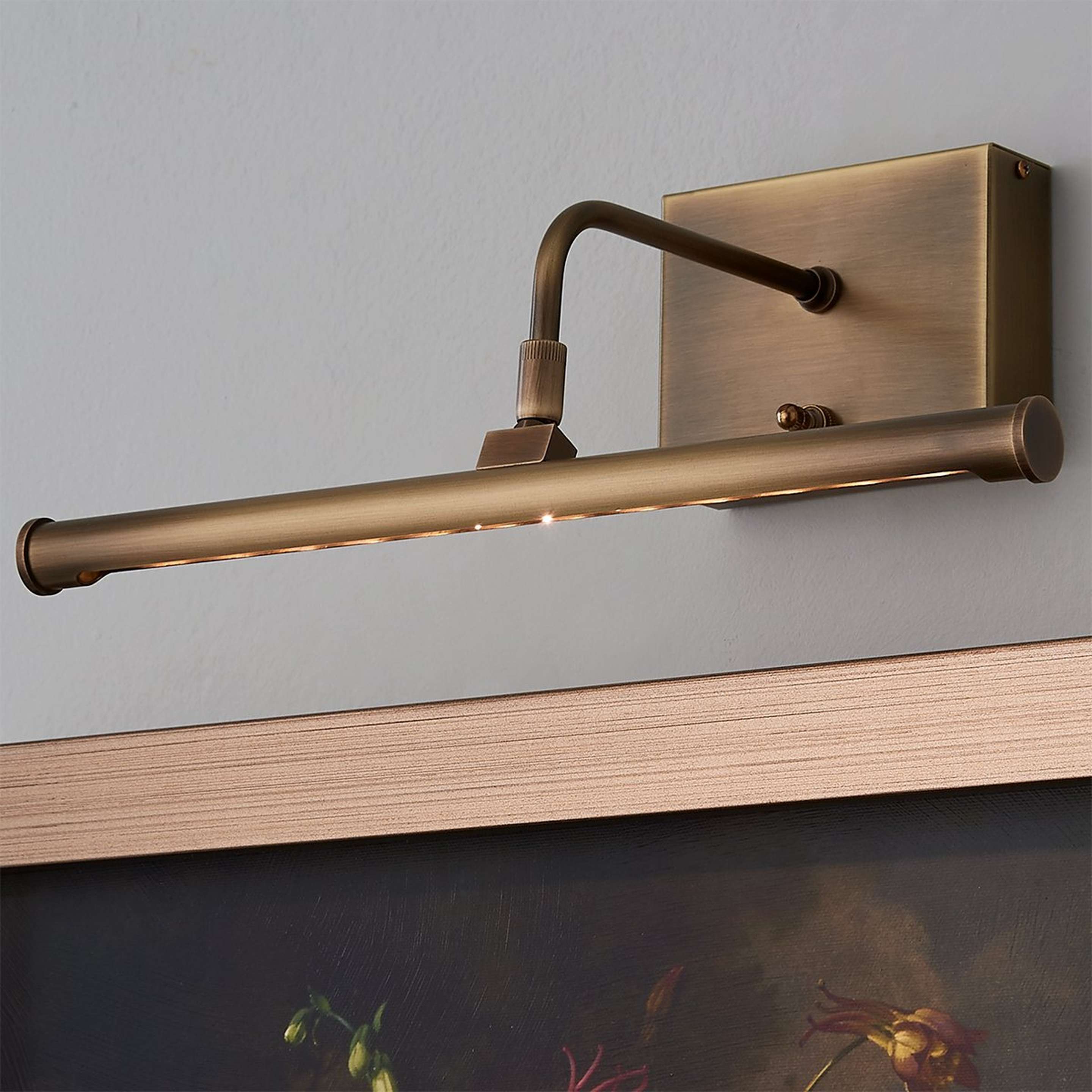 A 12" Best Battery LED Cordless Slimline Picture Light with Antique Brass color