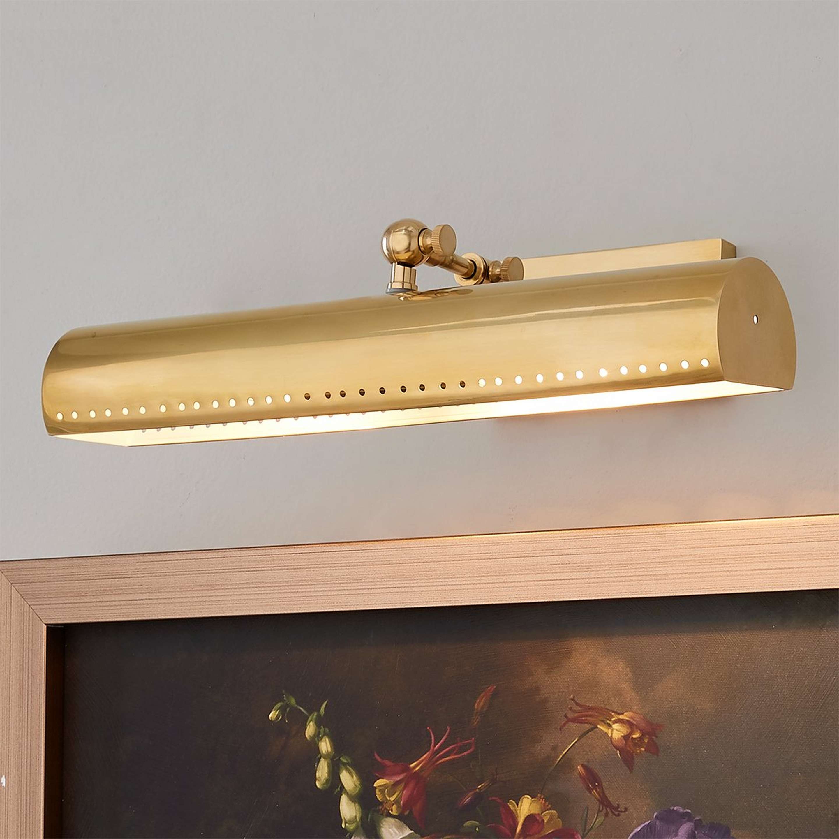 A Simplistic Luminance 15.75" Picture Light with Aged Brass color