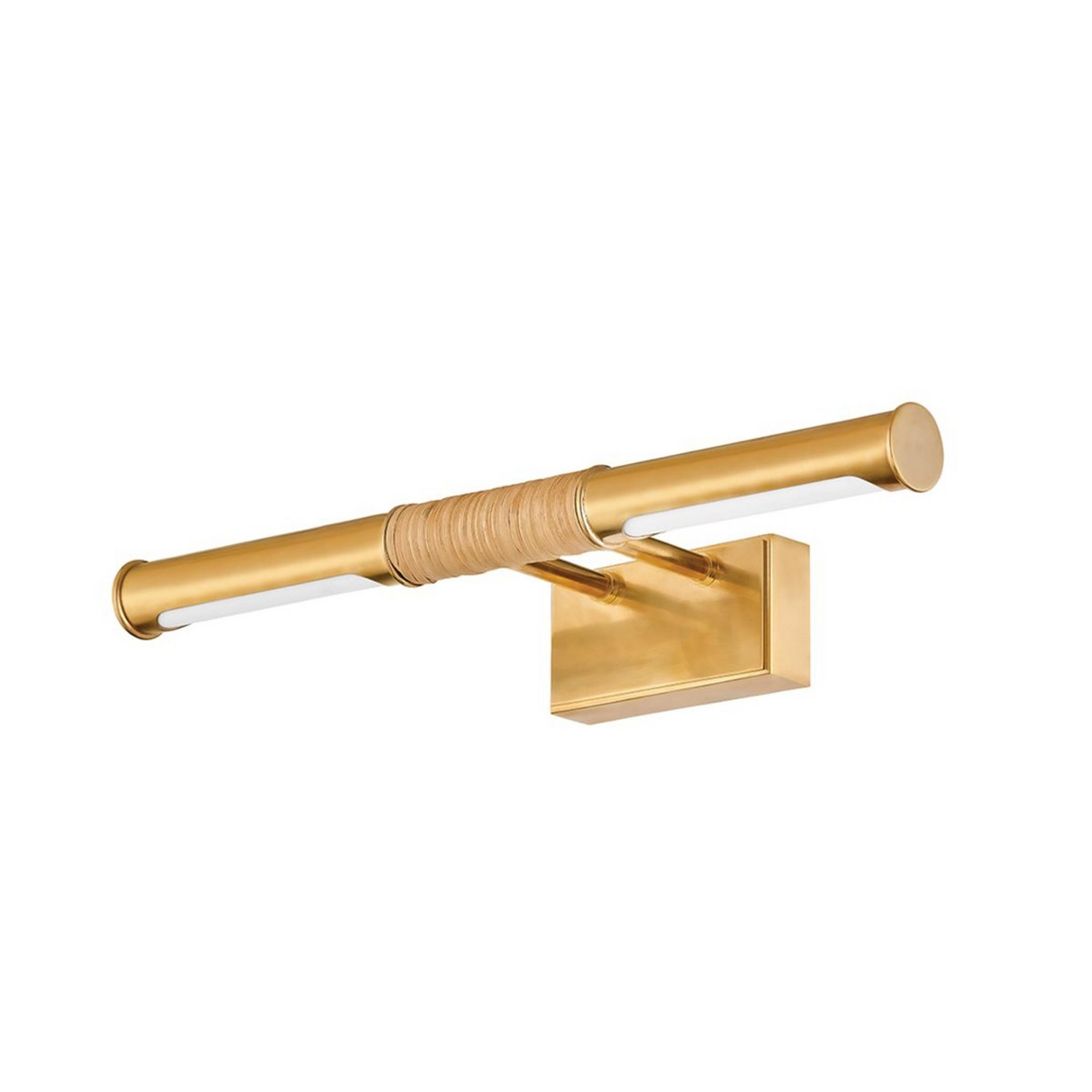 A Liora LED Picture Light - Small with Aged Brass / Rattan  color