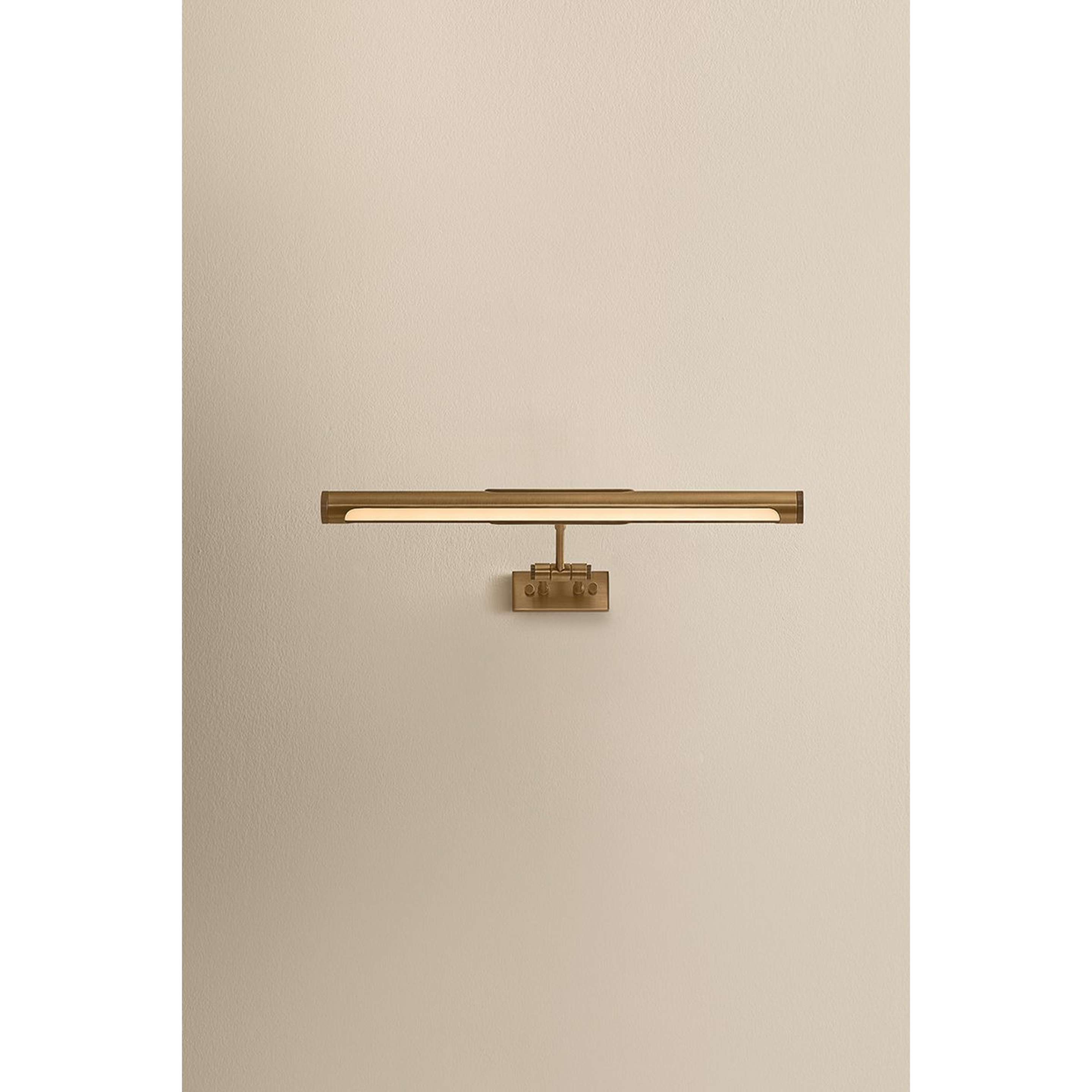 A 18" Albright Rechargeable LED Cordless Picture Light with Patina Brass color