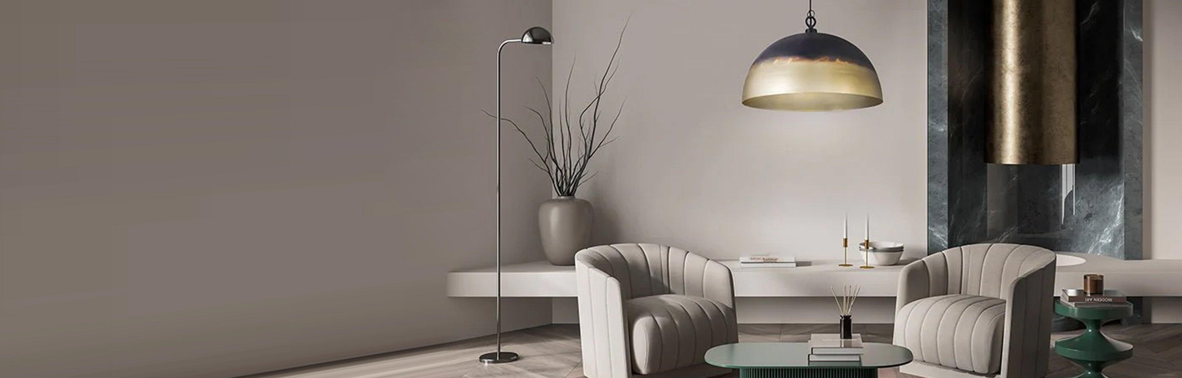 Black and Gold Minato Pendant in a Living Room