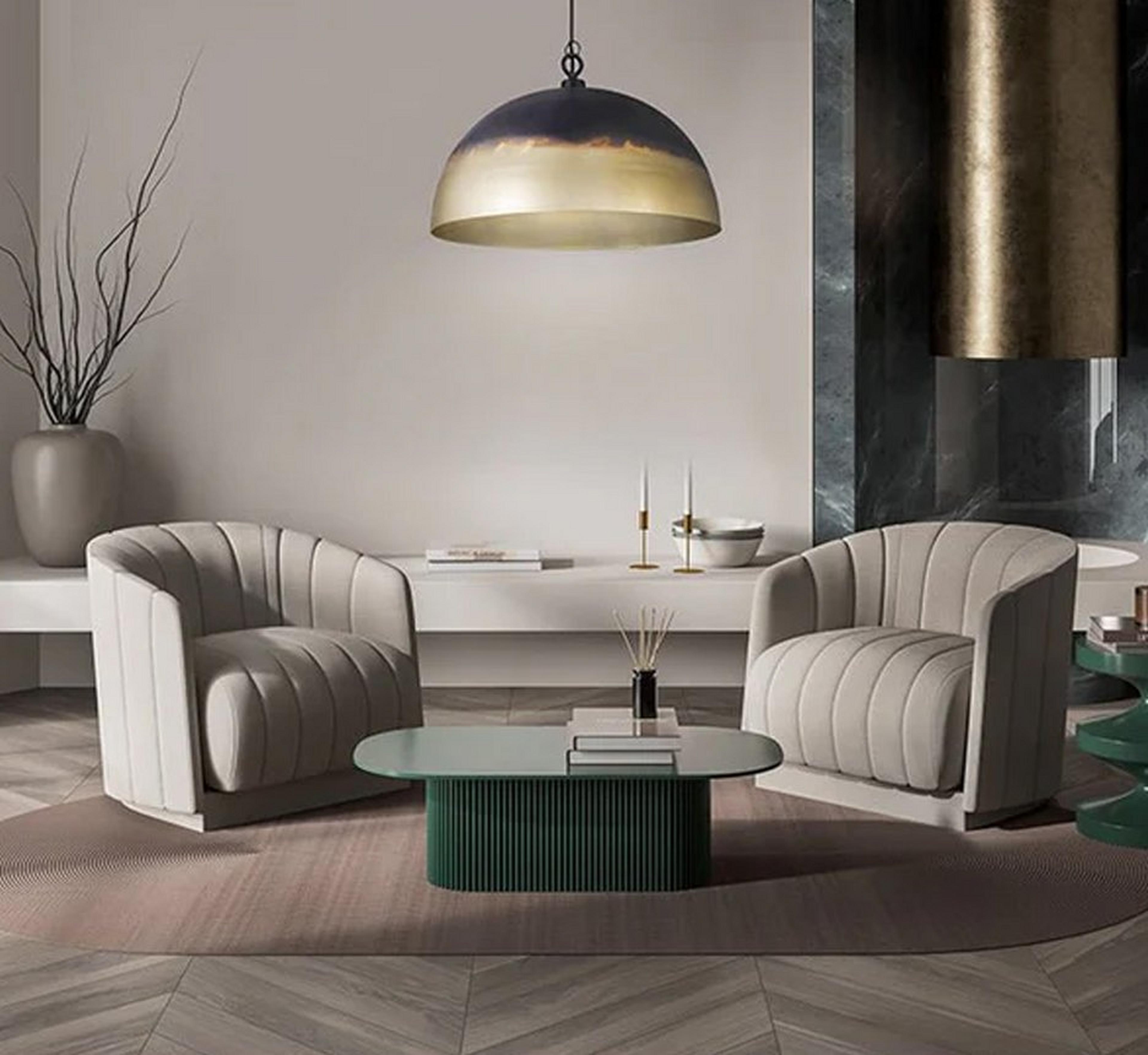 Black and Gold Minato Pendant in a Living Room
