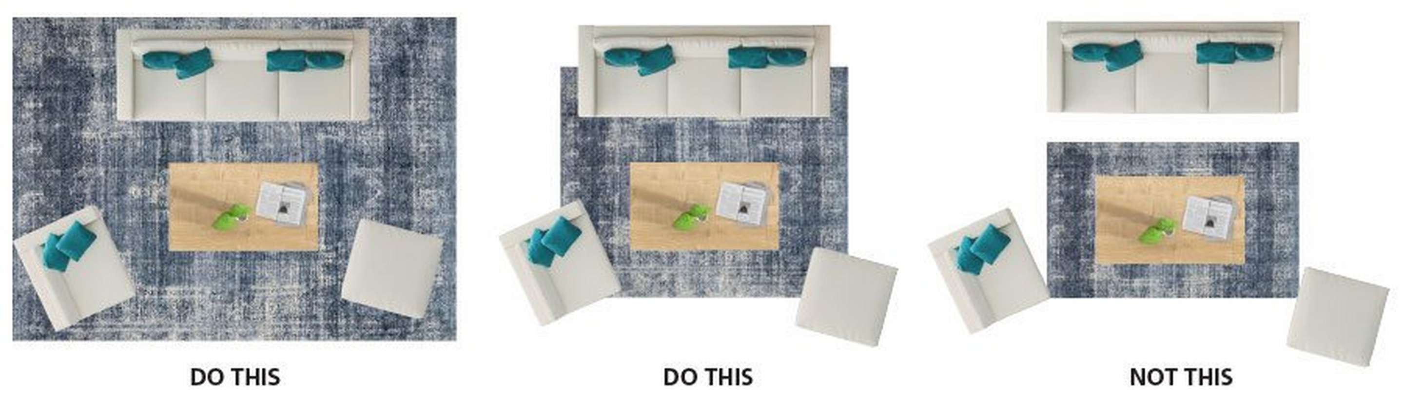 Living room rug placement guide