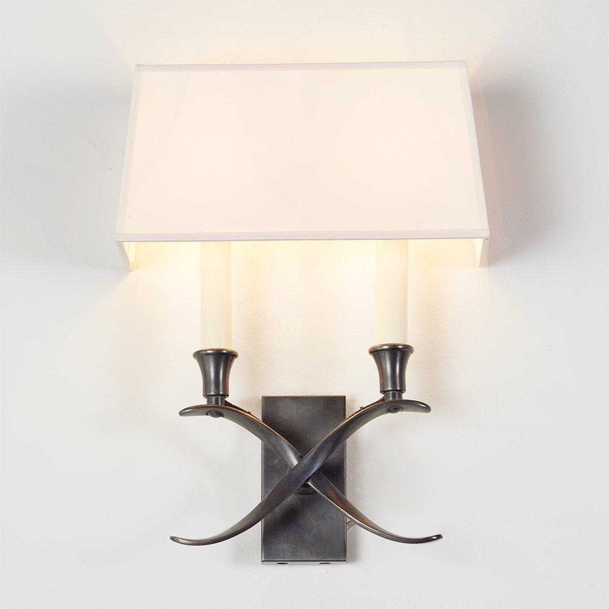 Bronze Transitional 'X' Wall Sconce with Shade - 2 Light