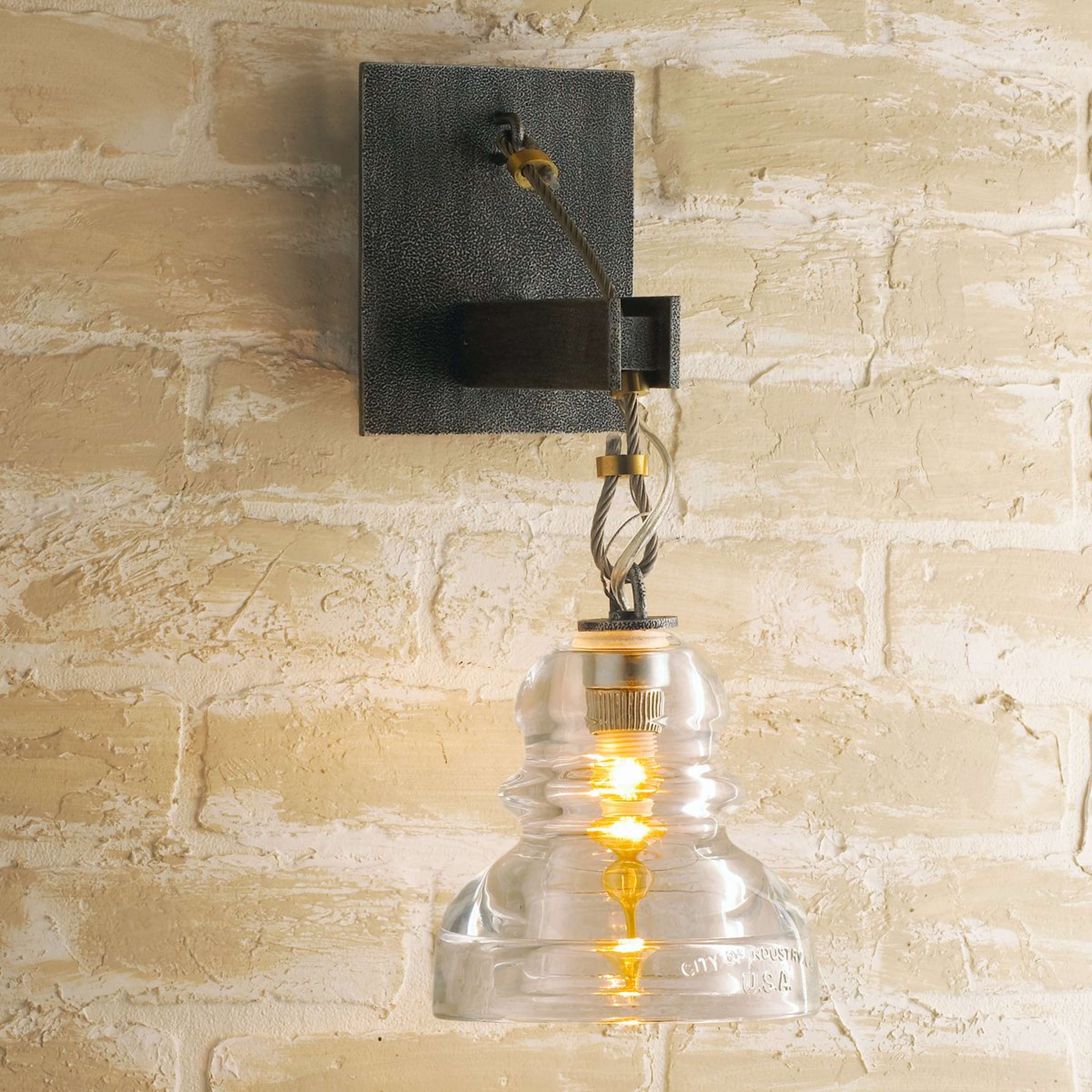 A Reproduction Insulator Glass Sconce with Aged Steel color