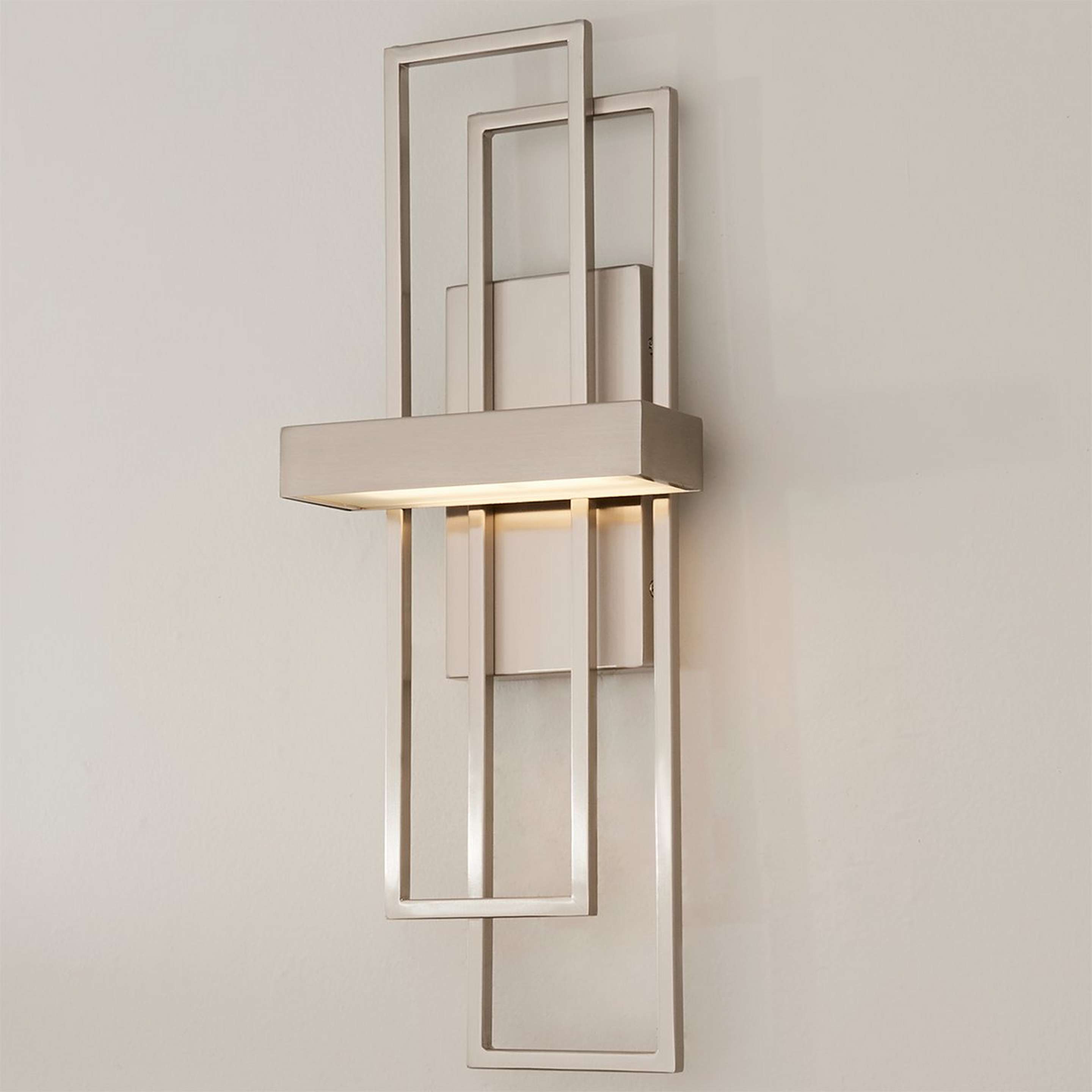 A Modern Balance Beams LED Wall Sconce with Brushed Nickel color