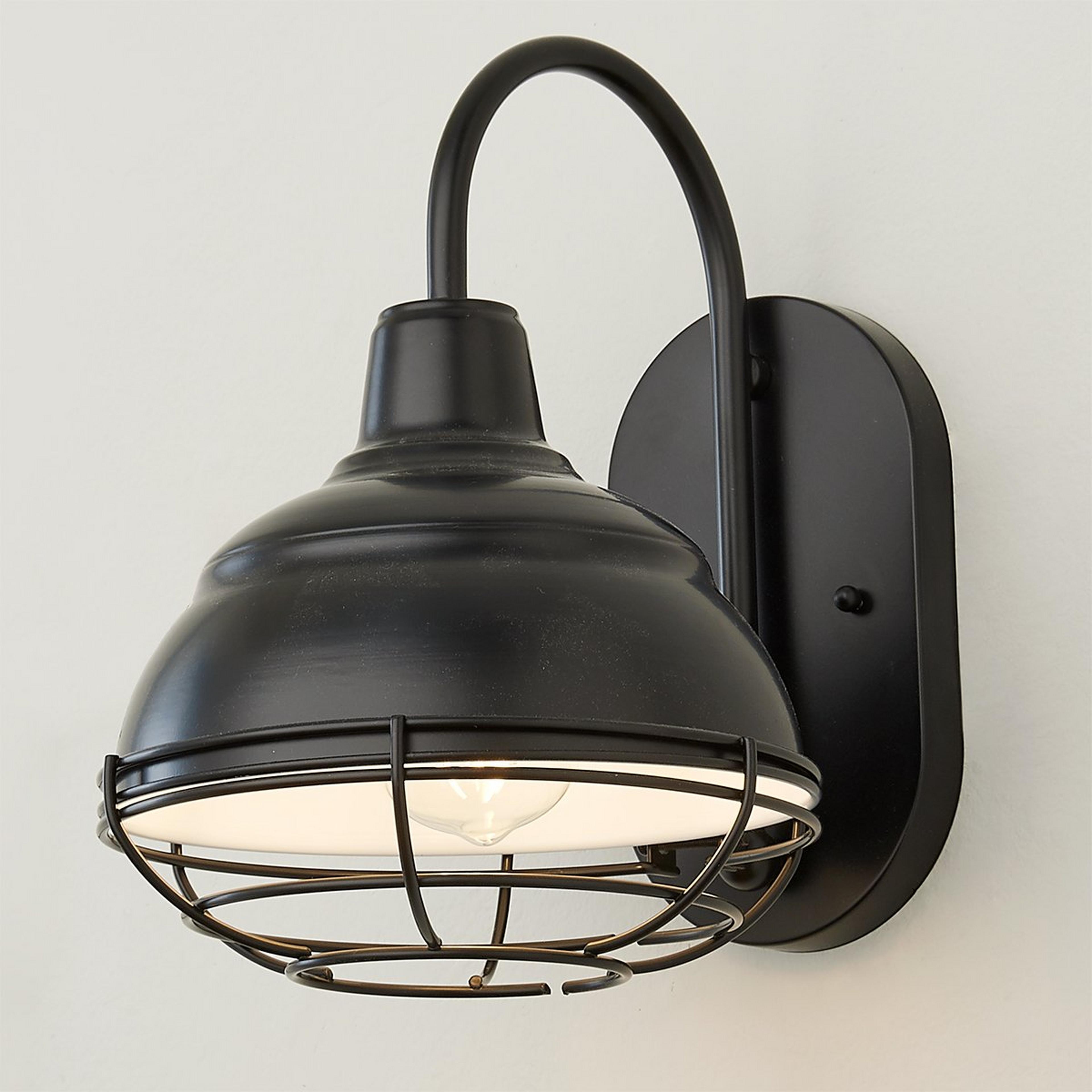 A Industrial Cage Warehouse Shade Sconce with Black color