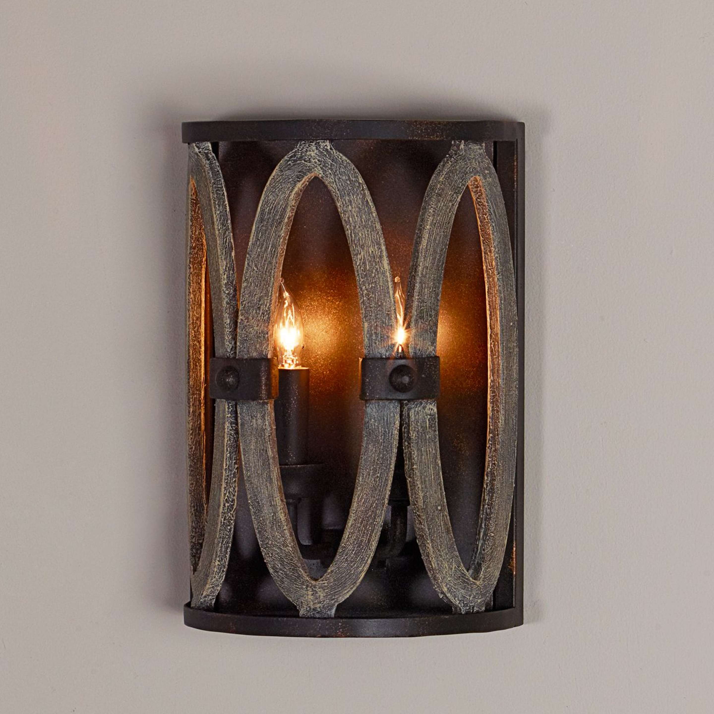 A Driftwood Entwined Ovals Sconce with Bronze / Faux Driftwood color