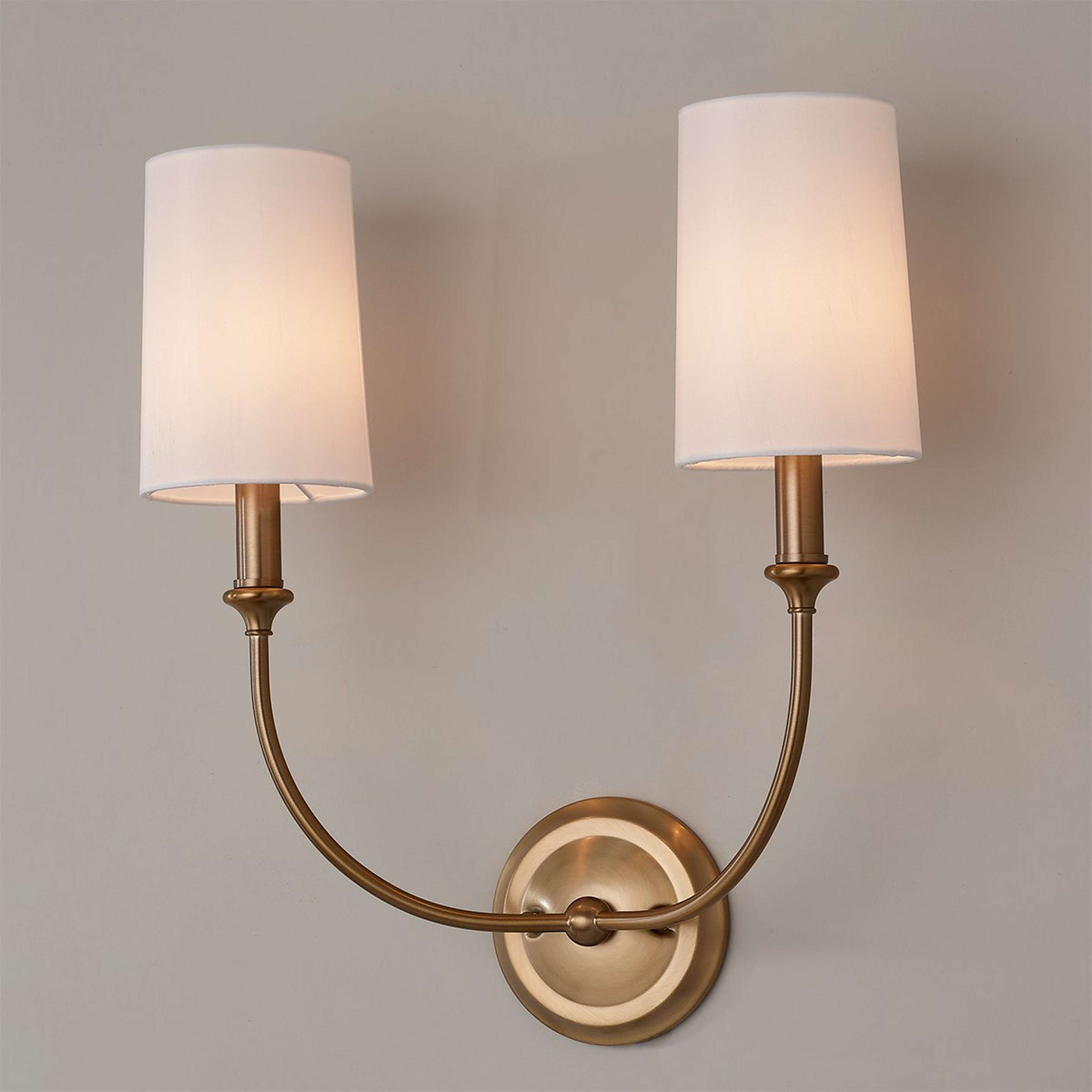 A Modern Charleston Sconce - 2 Light with Brushed Brass color