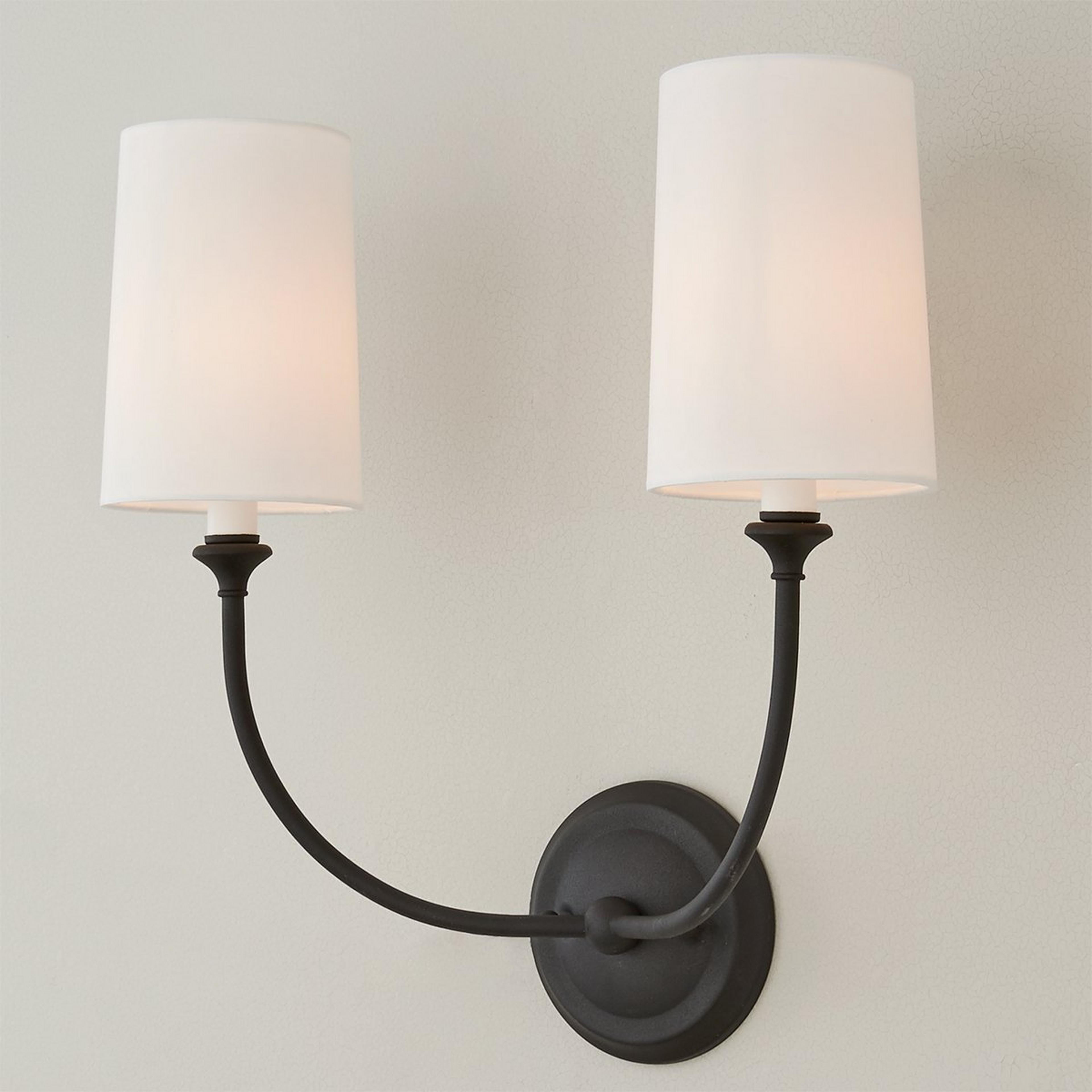 A Modern Charleston Sconce - 2 Light with Forged Black color