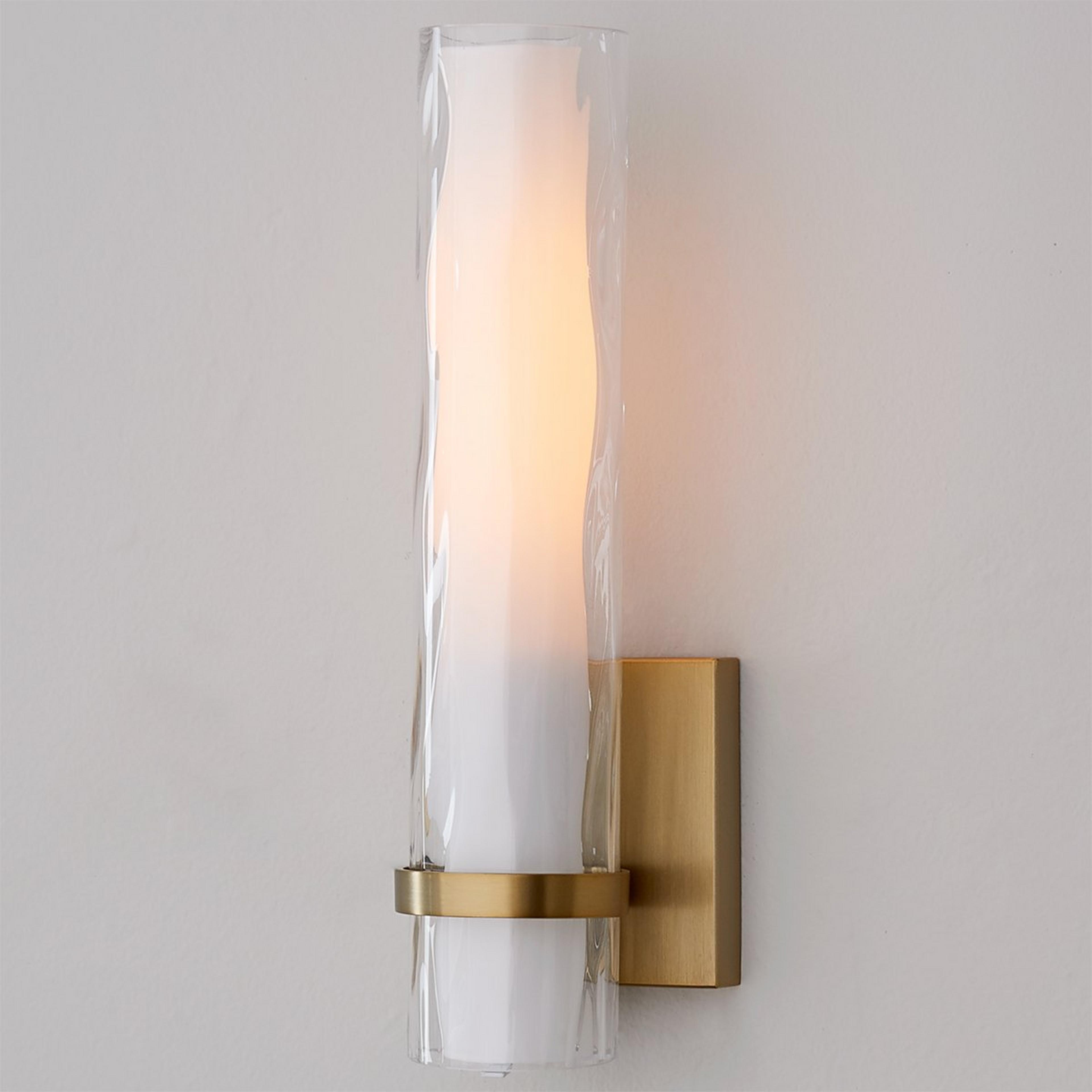 A Wave Pattern Sconce - Small with Brushed Brass color