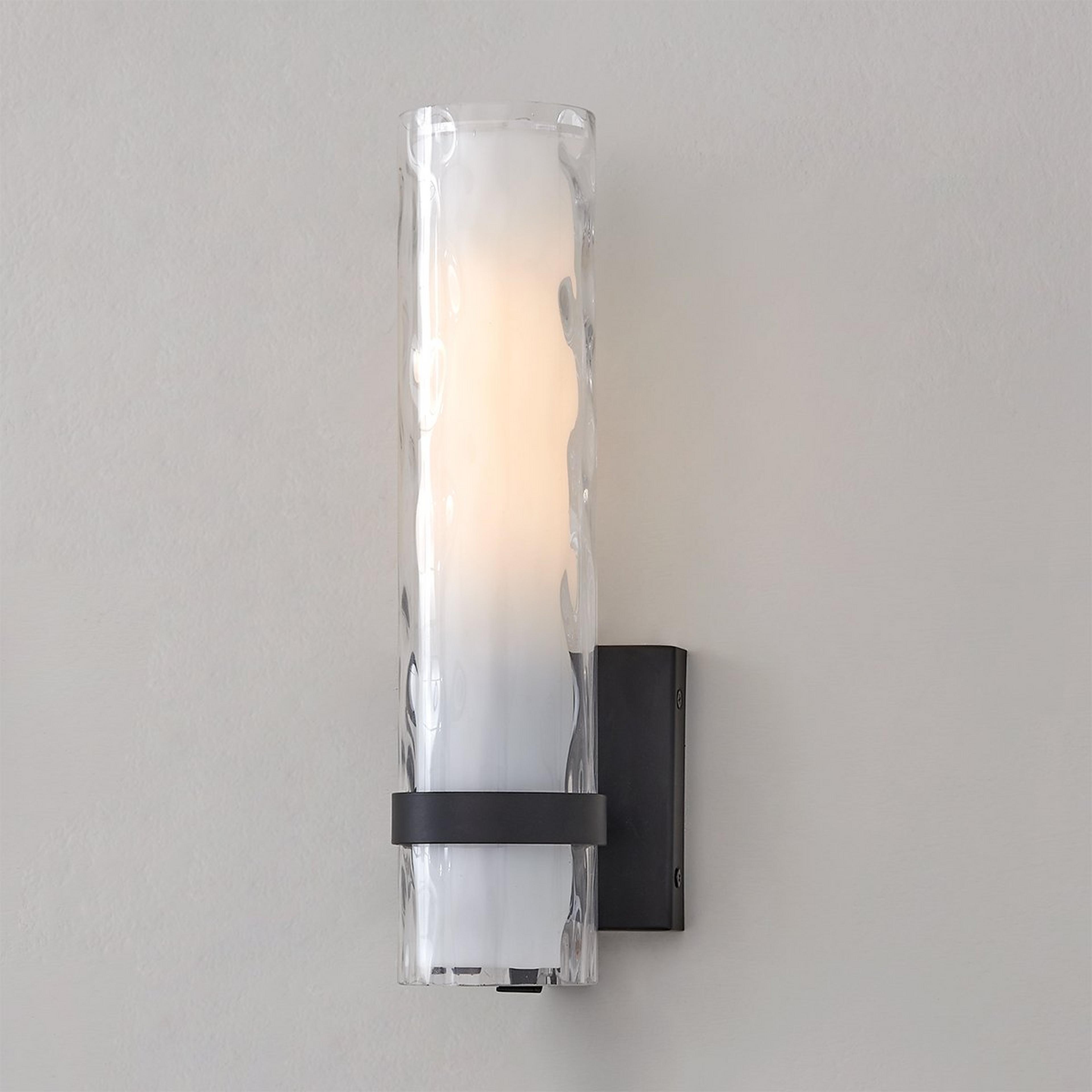A Wave Pattern Glass Sconce - Small with Black color