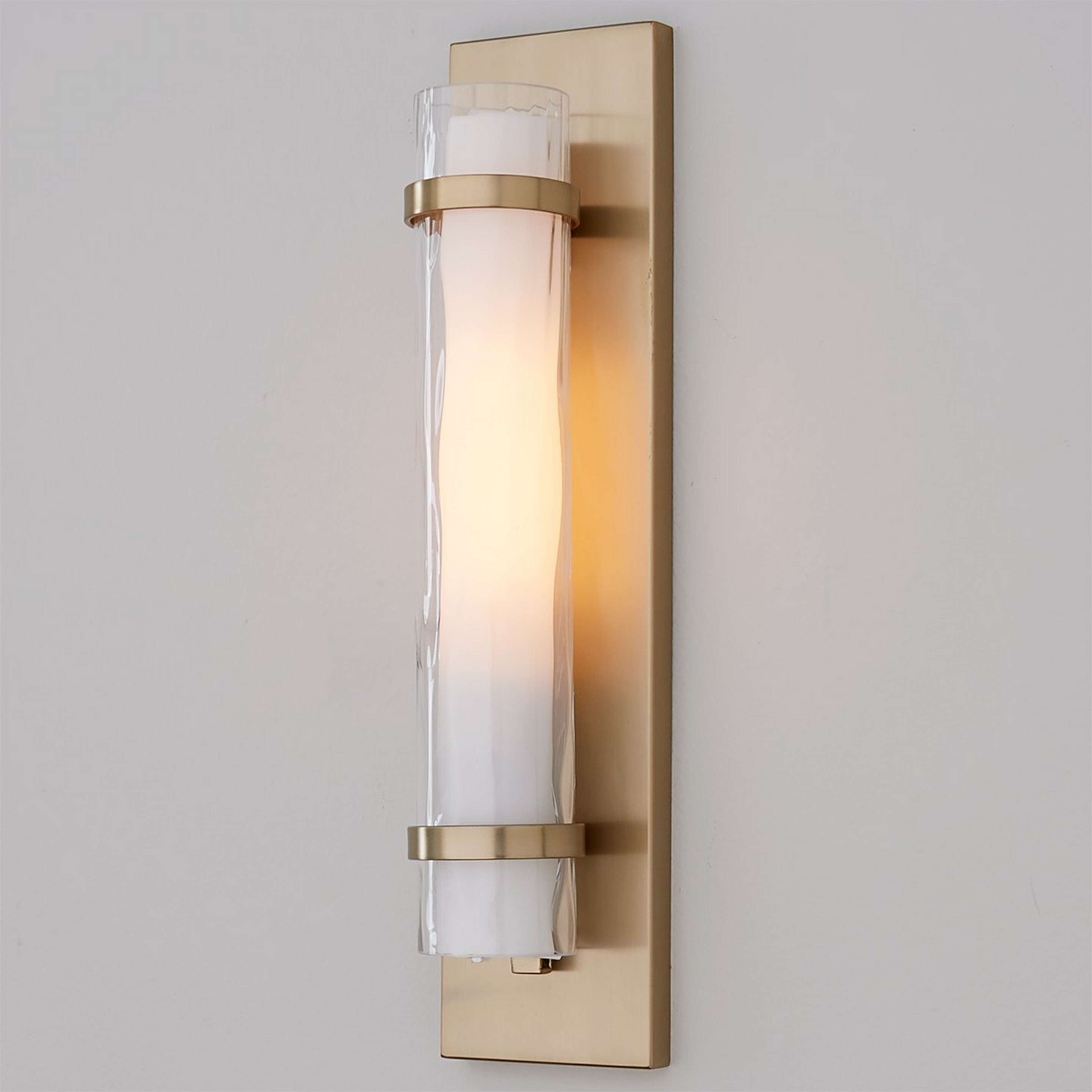 A Wave Pattern Sconce - Large with Brushed Brass color