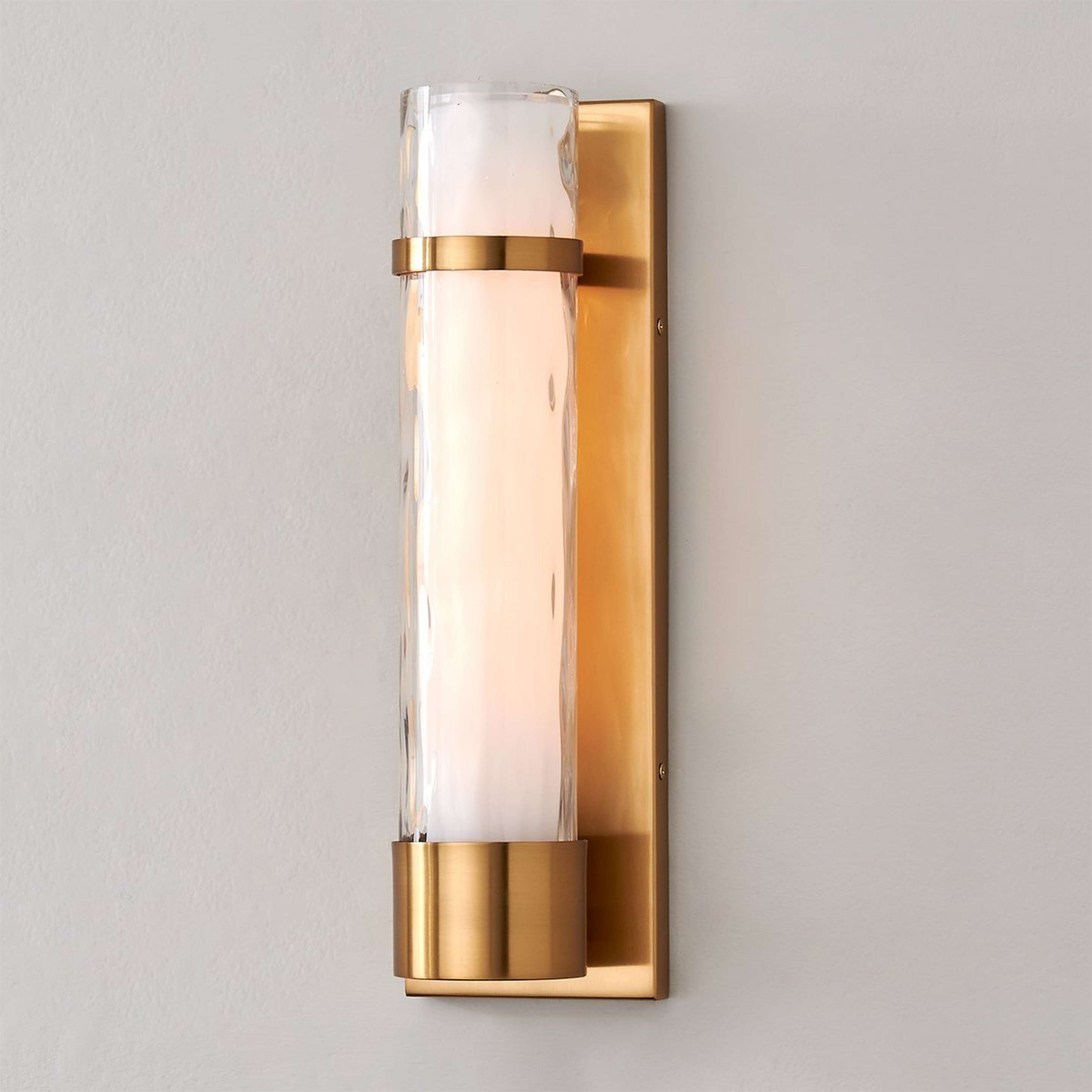 A Wave Pattern Glass Sconce - Large with Brushed Brass color