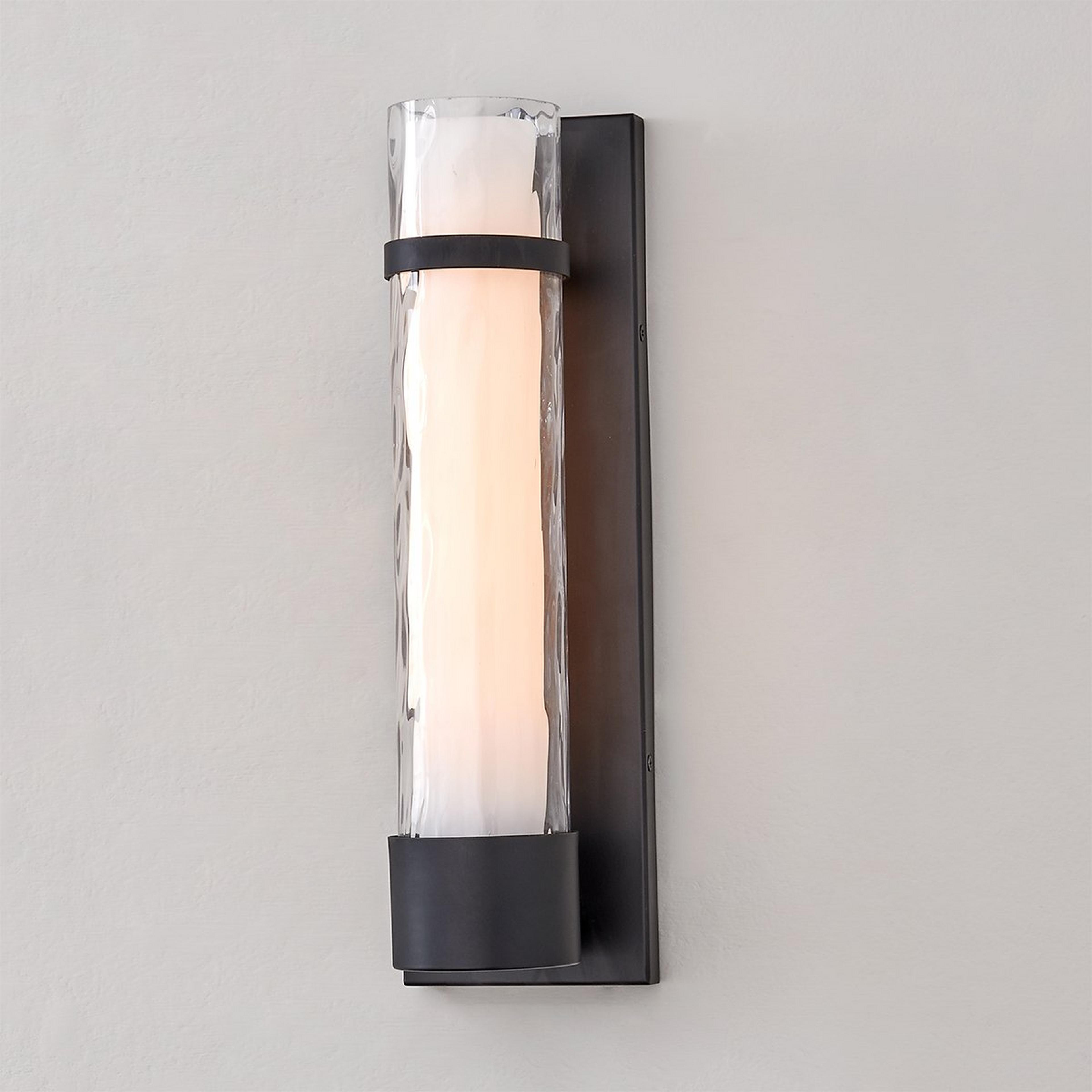 A Wave Pattern Glass Sconce - Large with Black color