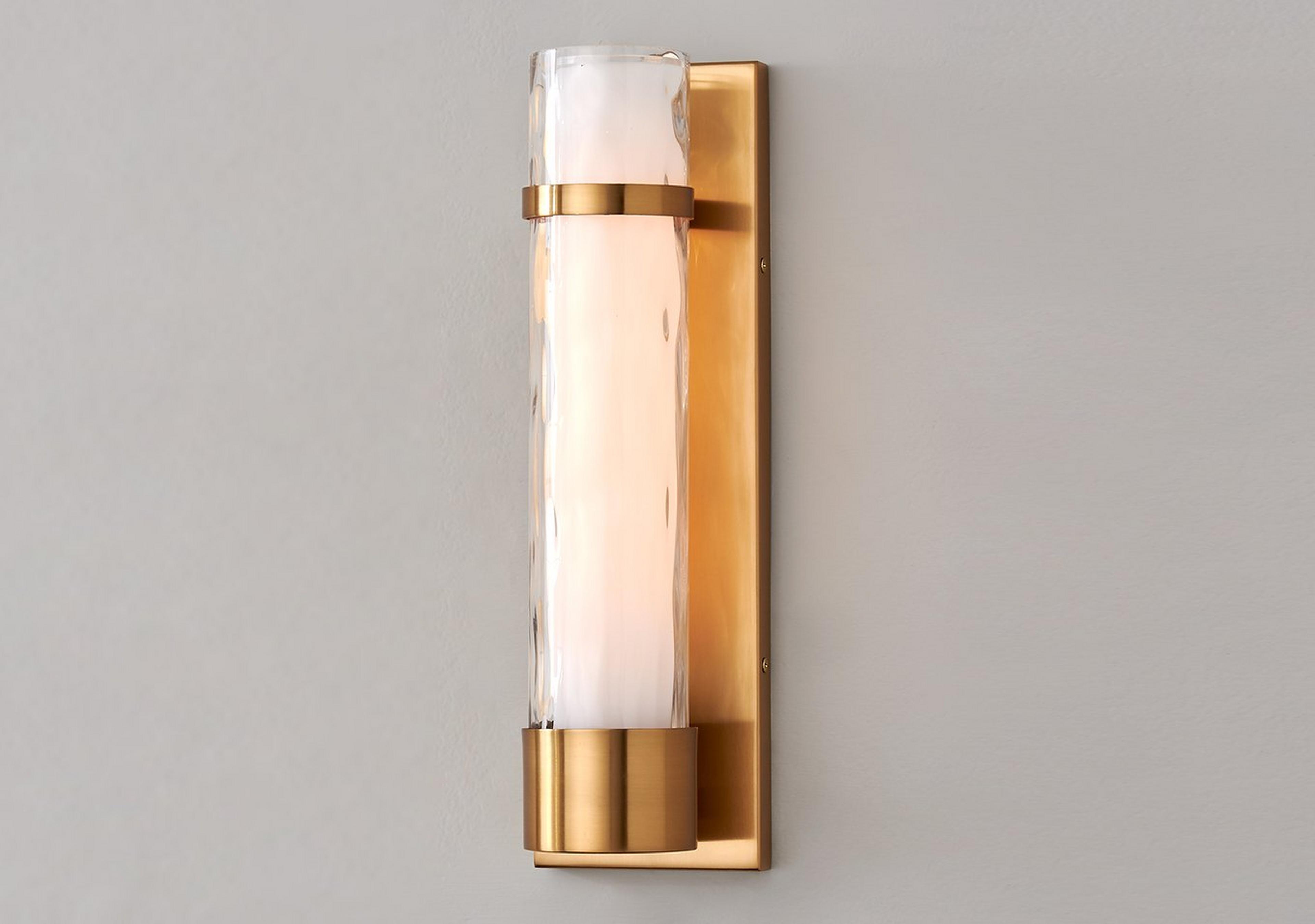 Brushed Brass Wave Pattern Glass Sconce