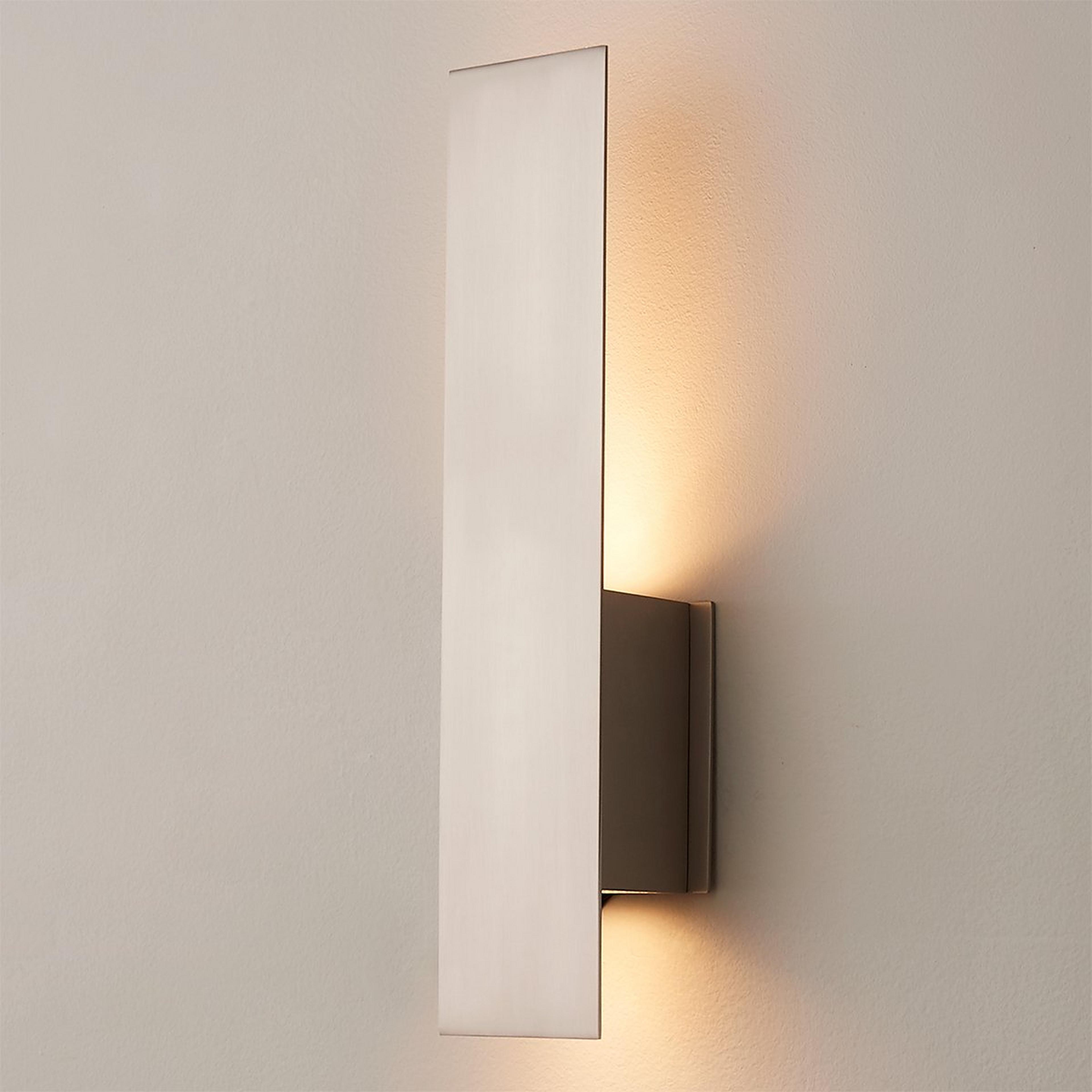 A Modern Shielded Sconce with Satin Nickel color