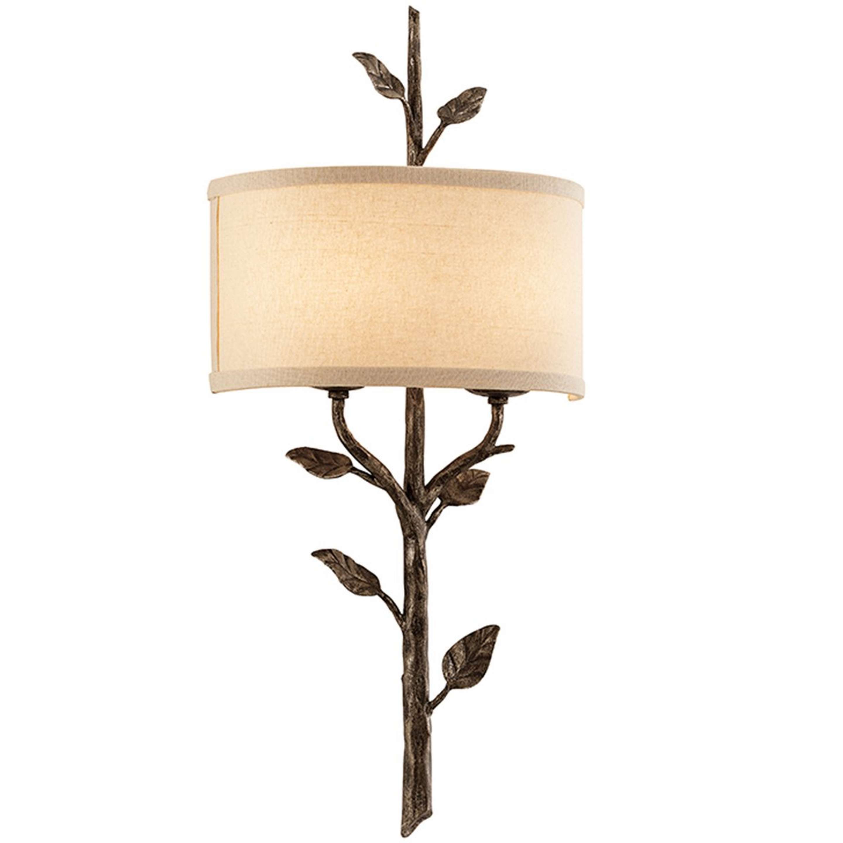 A Leafy Branch Rustic Shaded Sconce with Cottage Bronze color
