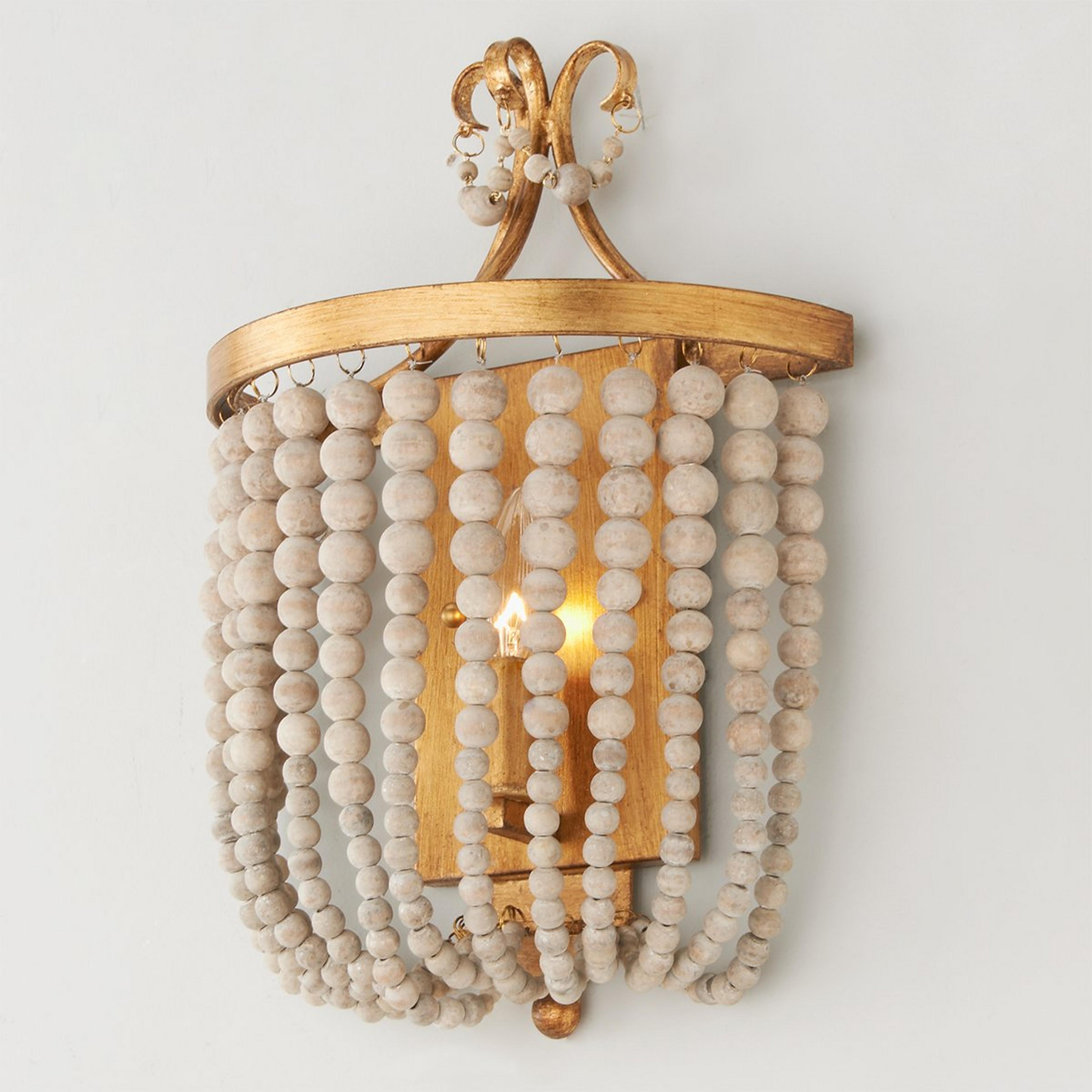A Rustic Glam Draped Sconce with Antique Gold / Aged Wood color