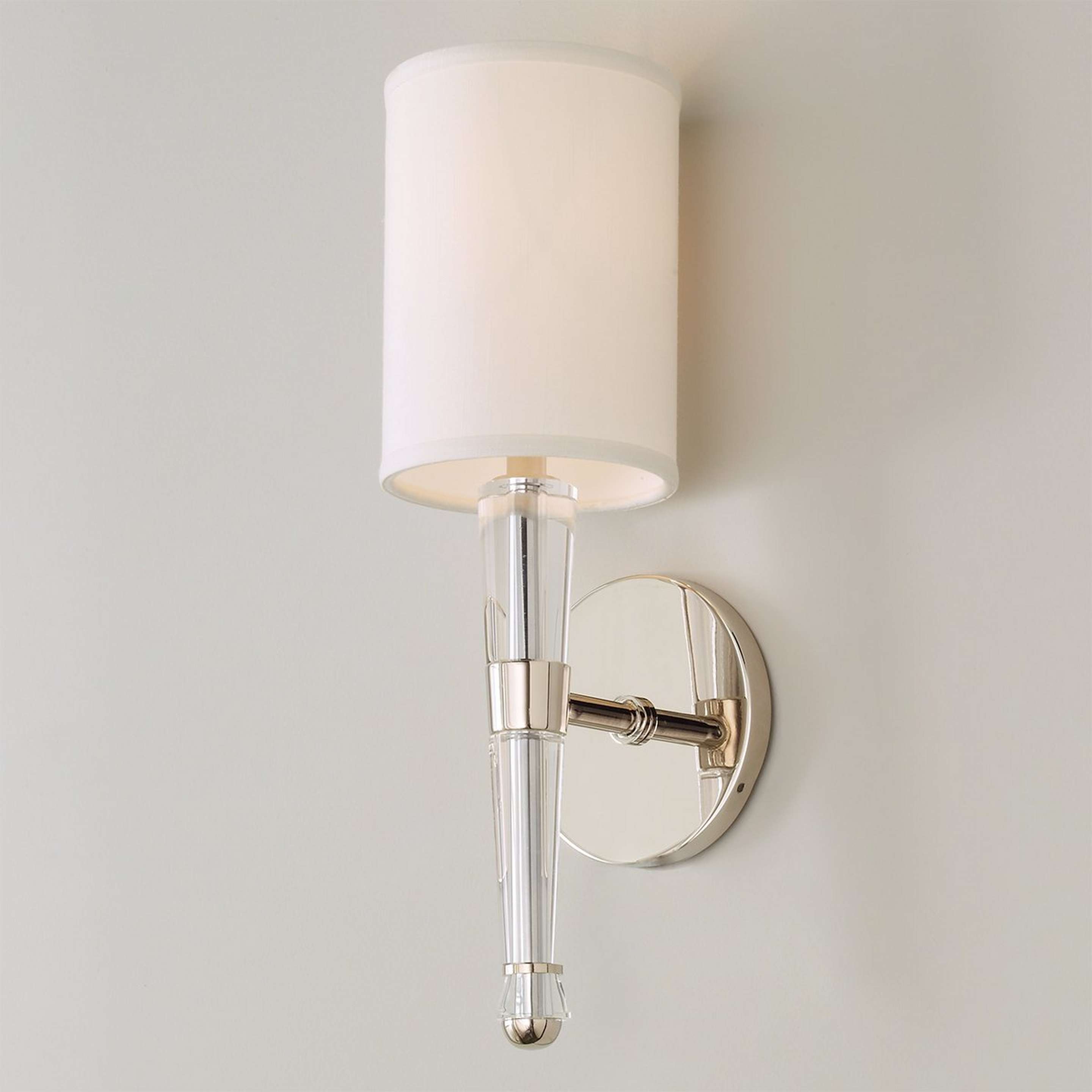 A Classic Chic Acrylic Sconce with Polished Nickel color