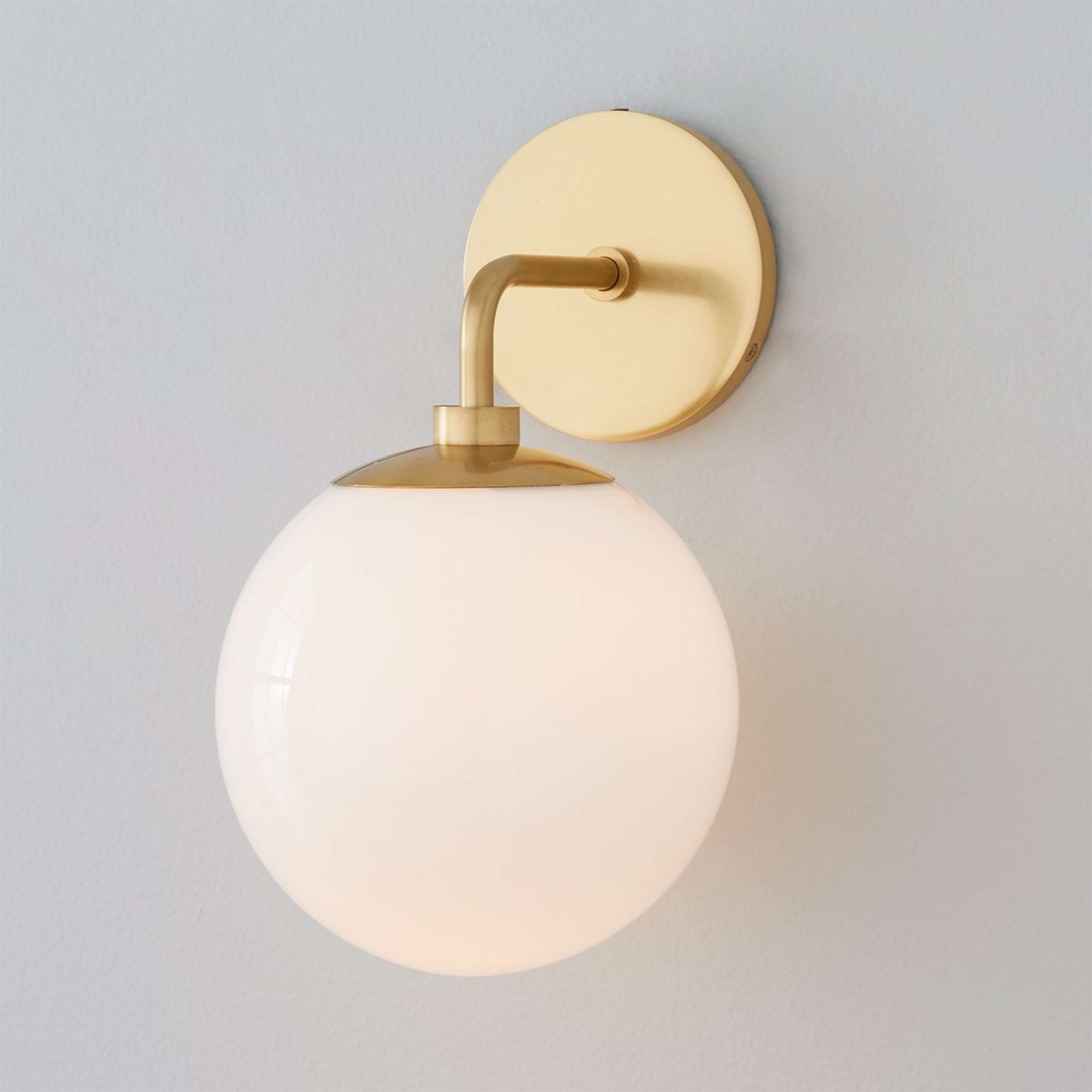 A Minimalist Globe Sconce - 1 Light with Satin Brass color