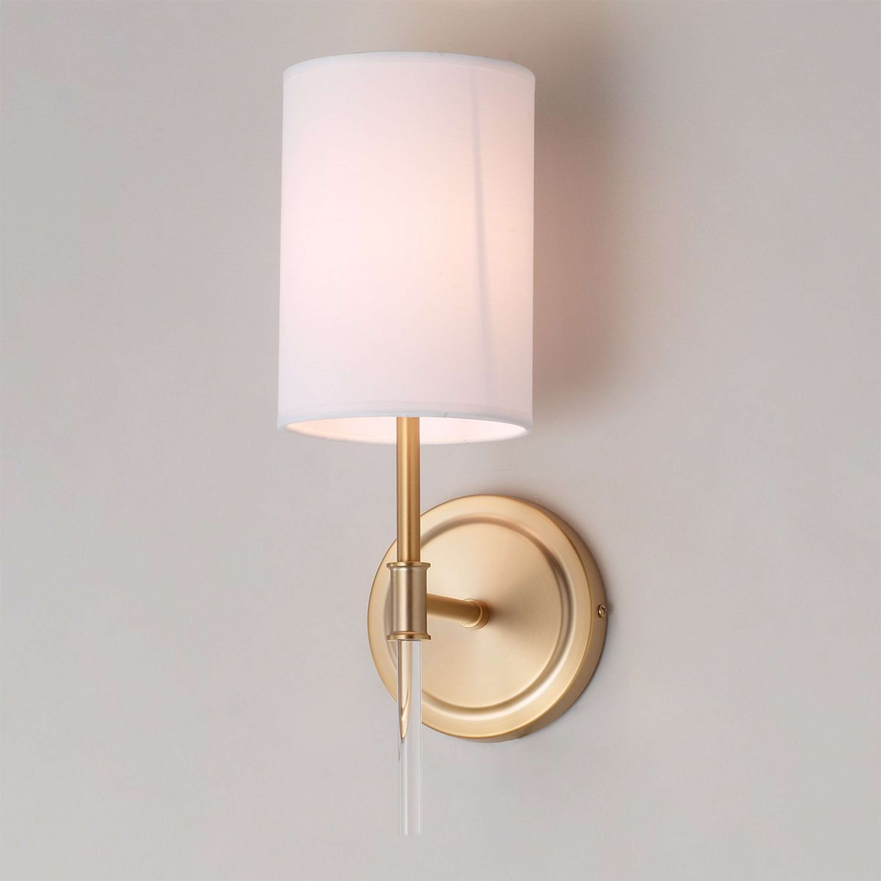 A Acrylic Stem Sconce - 1 Light with Rubbed Brass color
