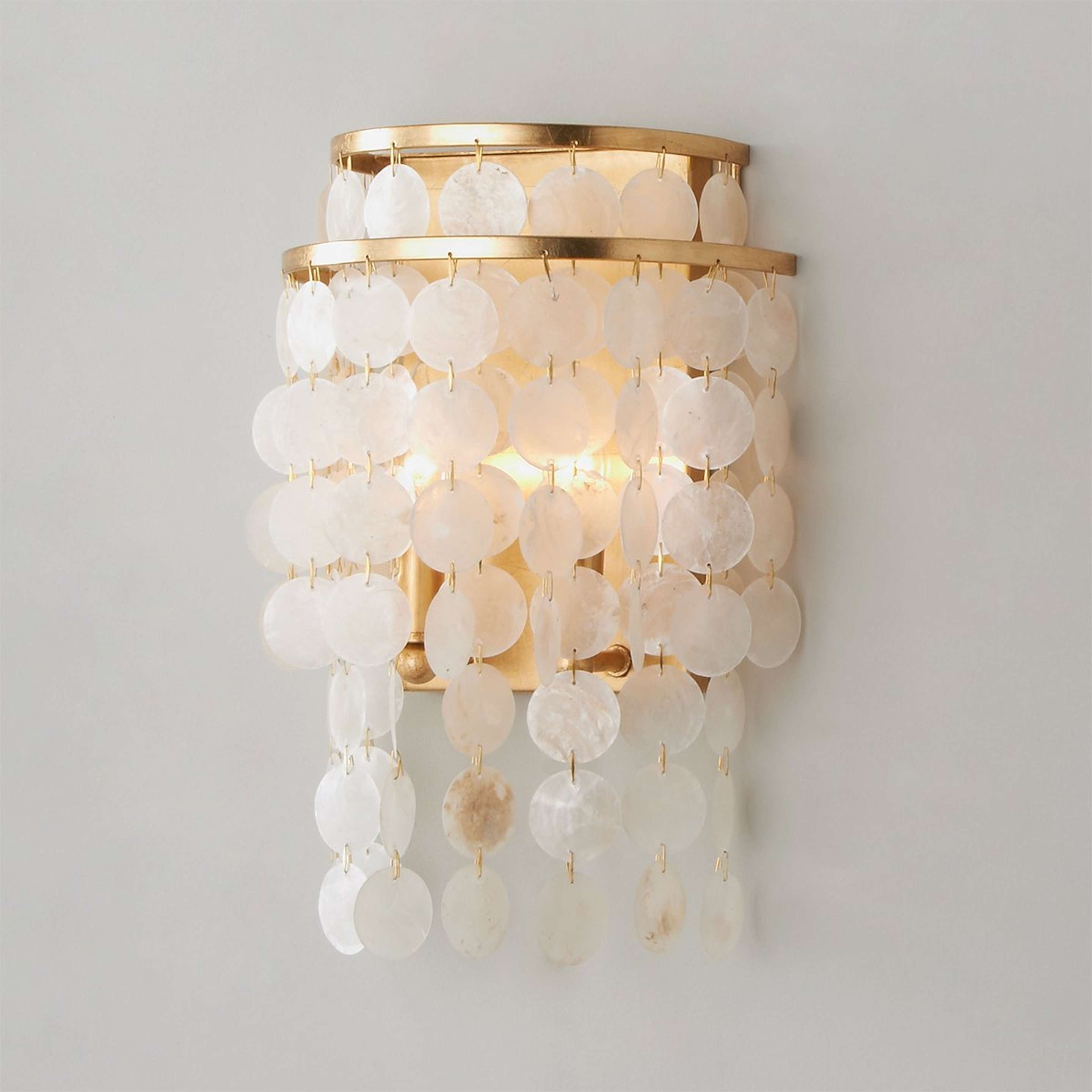 A Elegant Capiz Shell Sconce with Antique Gold / White color