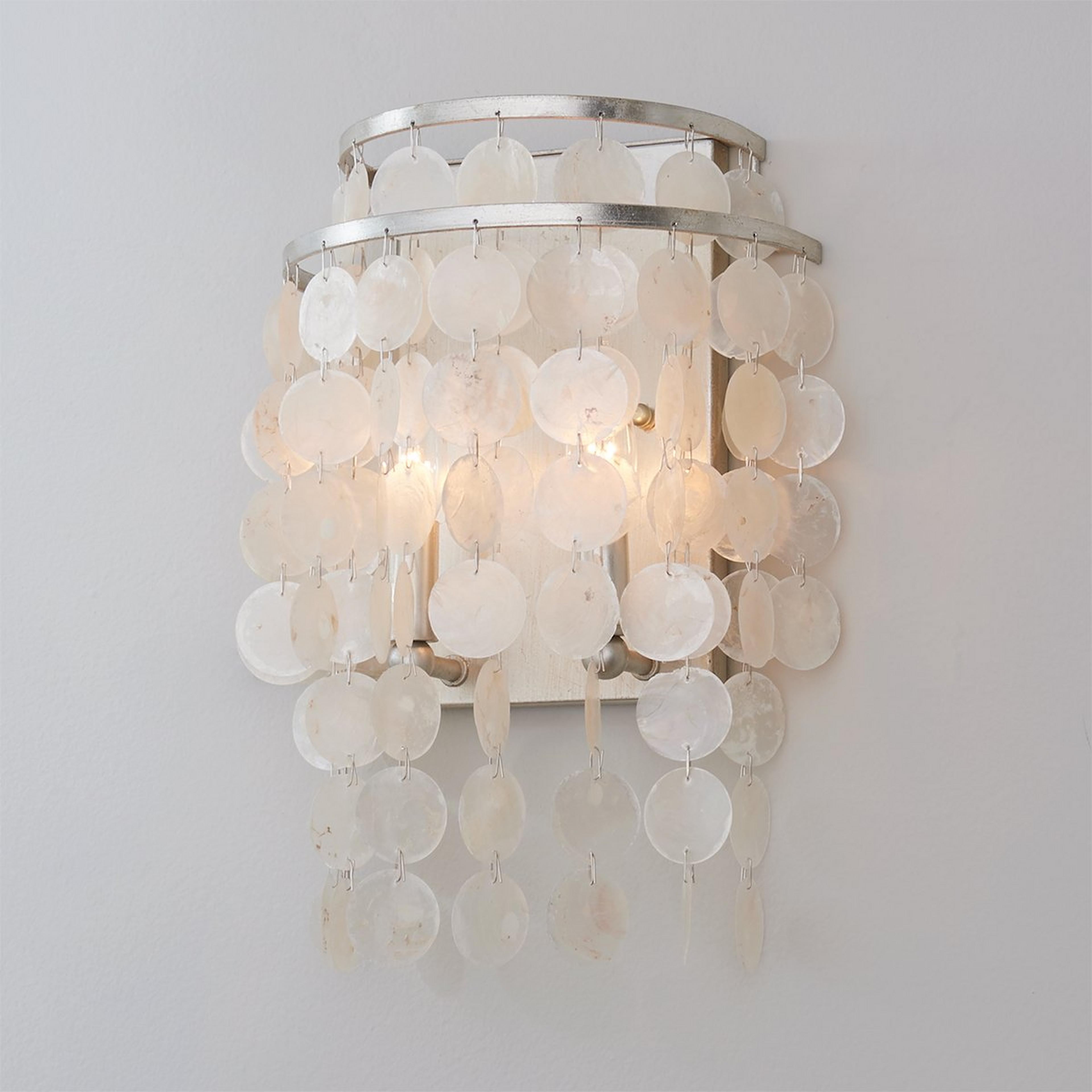 A Elegant Capiz Shell Sconce with Antique Silver / White color