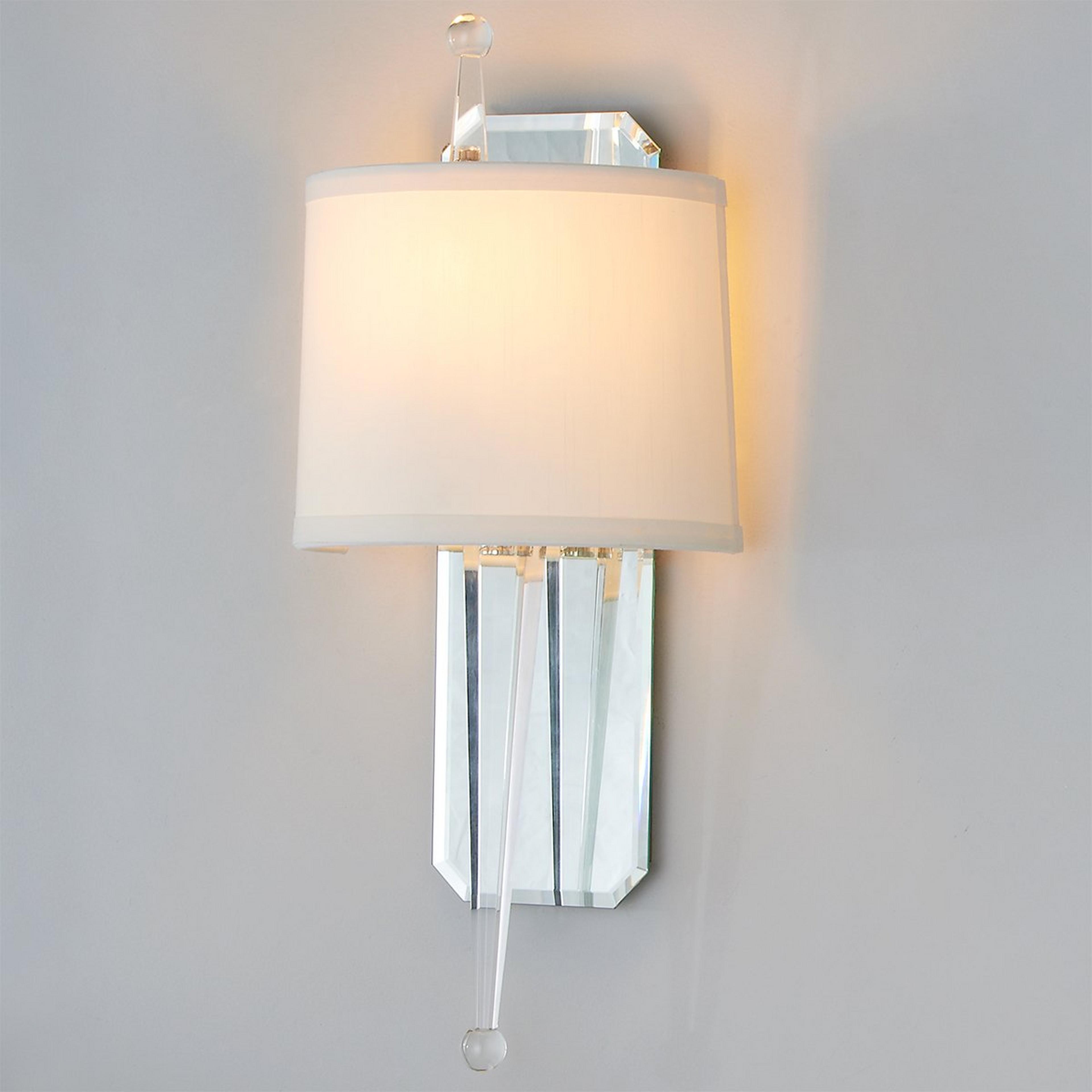 A Art Deco Spike Sconce with Polished Nickel/Clear/White color