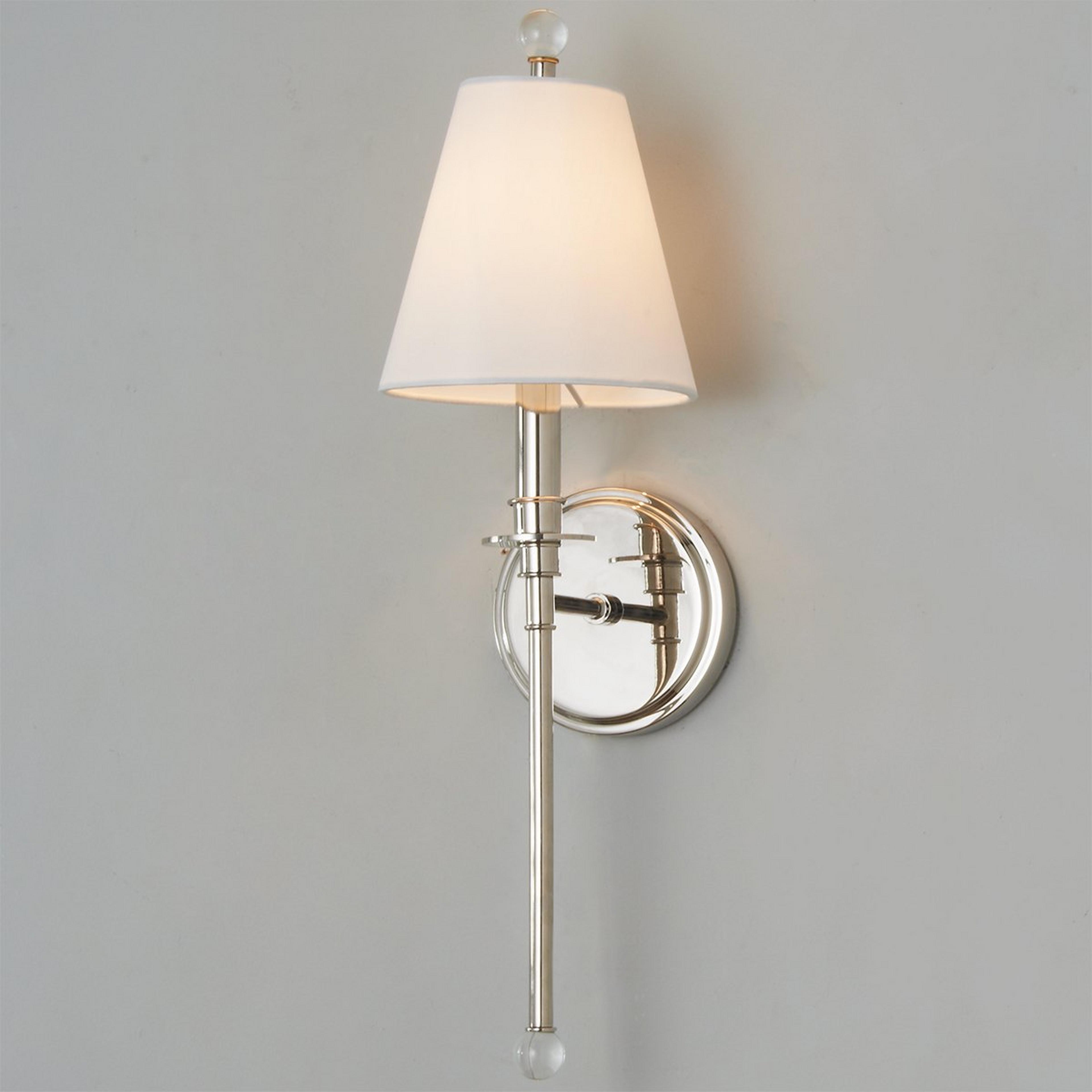 A Sleek Adorned Bar Sconce with Polished Nickel color