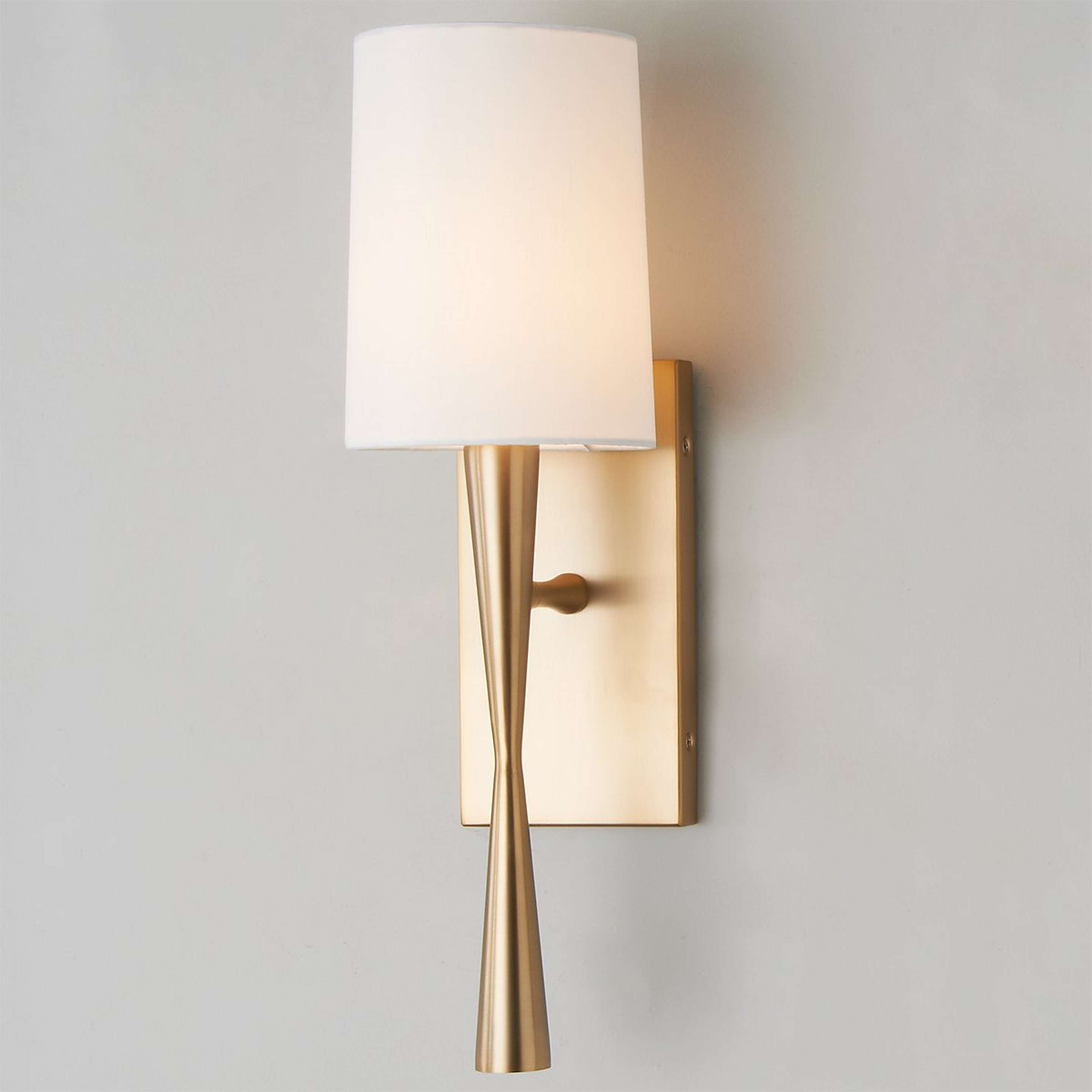 A Slim Hourglass Bar Sconce with Aged Brass color