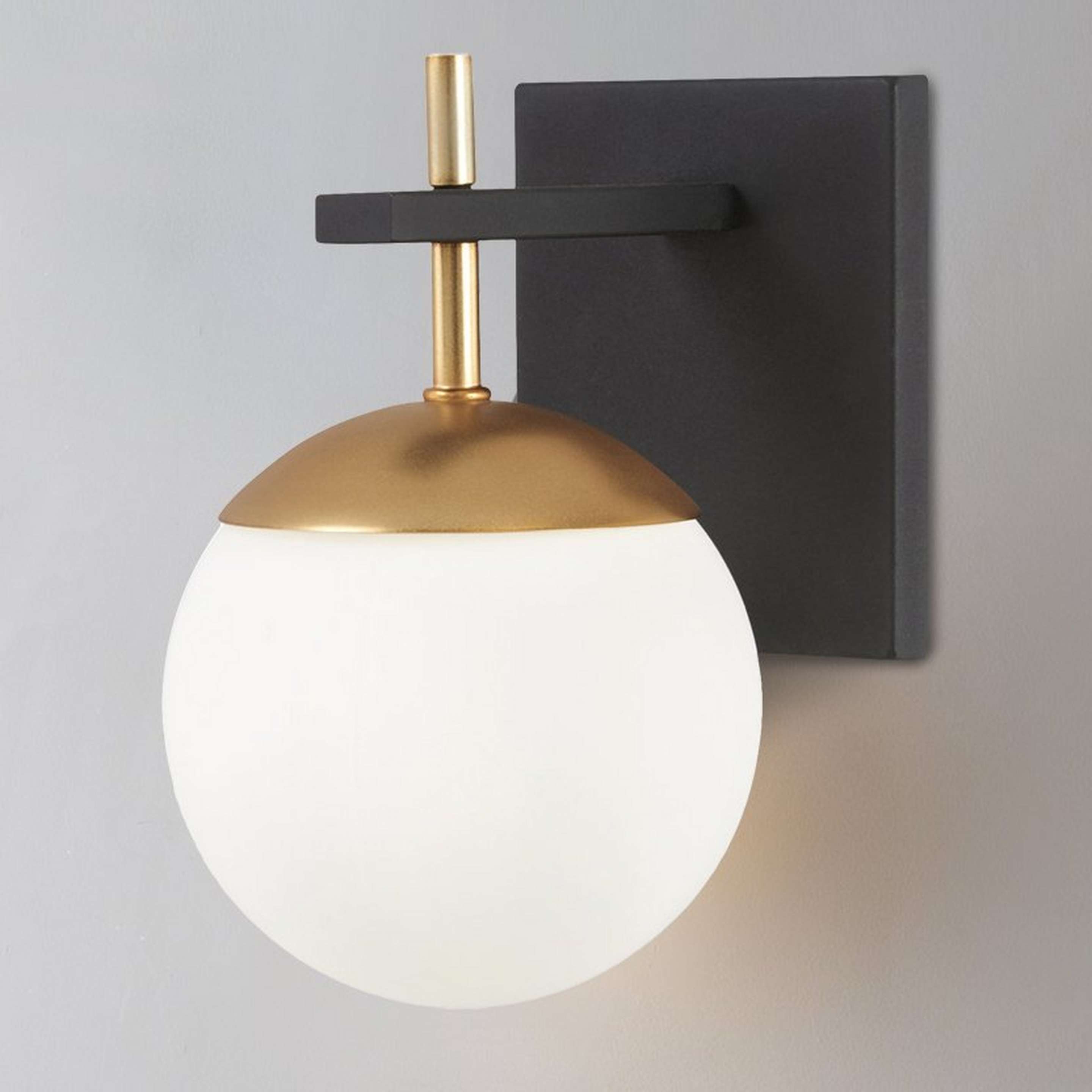 A Harmony Globe Sconce with Black / Satin Gold color