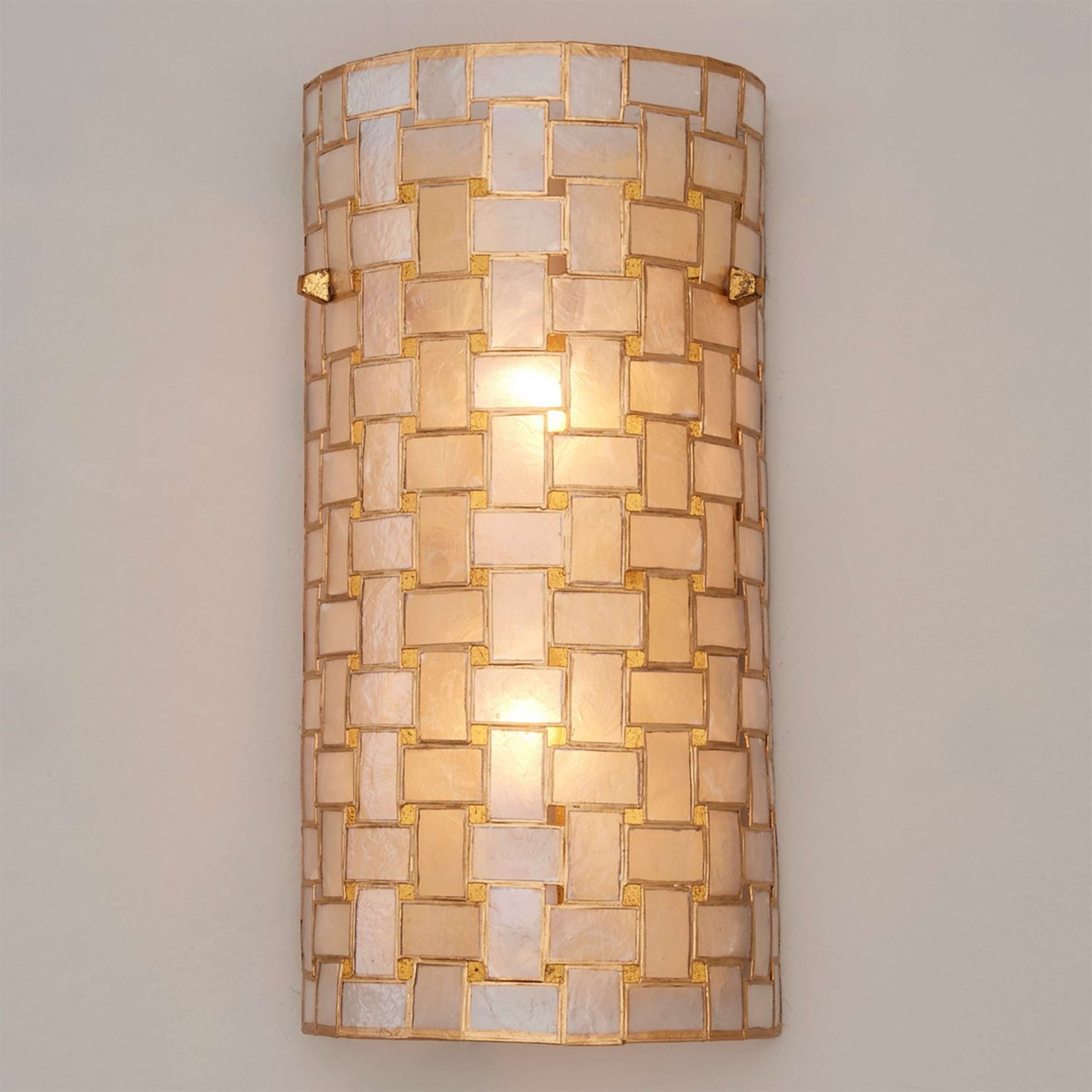 A Captiva Shaken Shell Sconce with Gold Leaf / Capiz Shell color