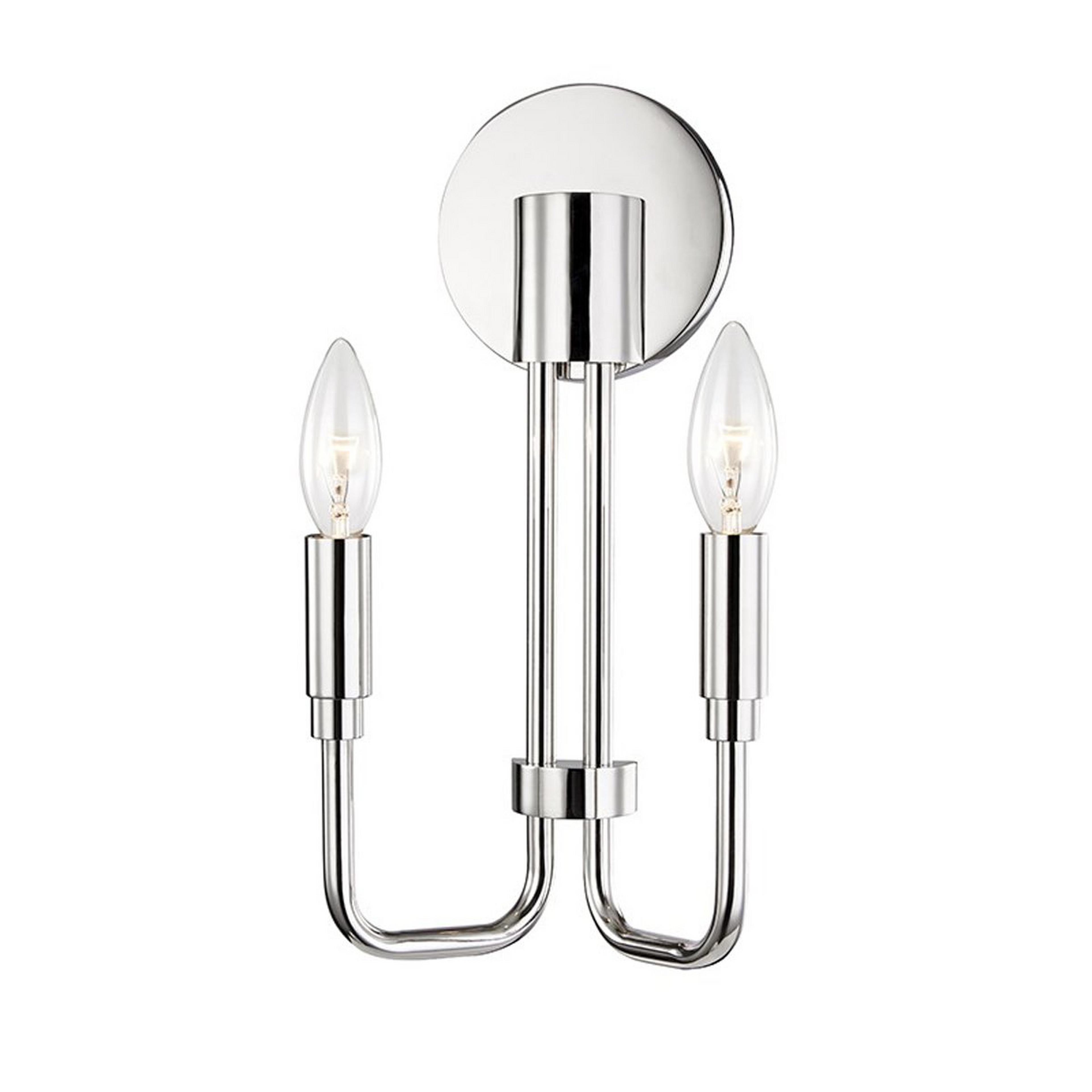 A Bent Rod Sconce - ADA with Polished Nickel color