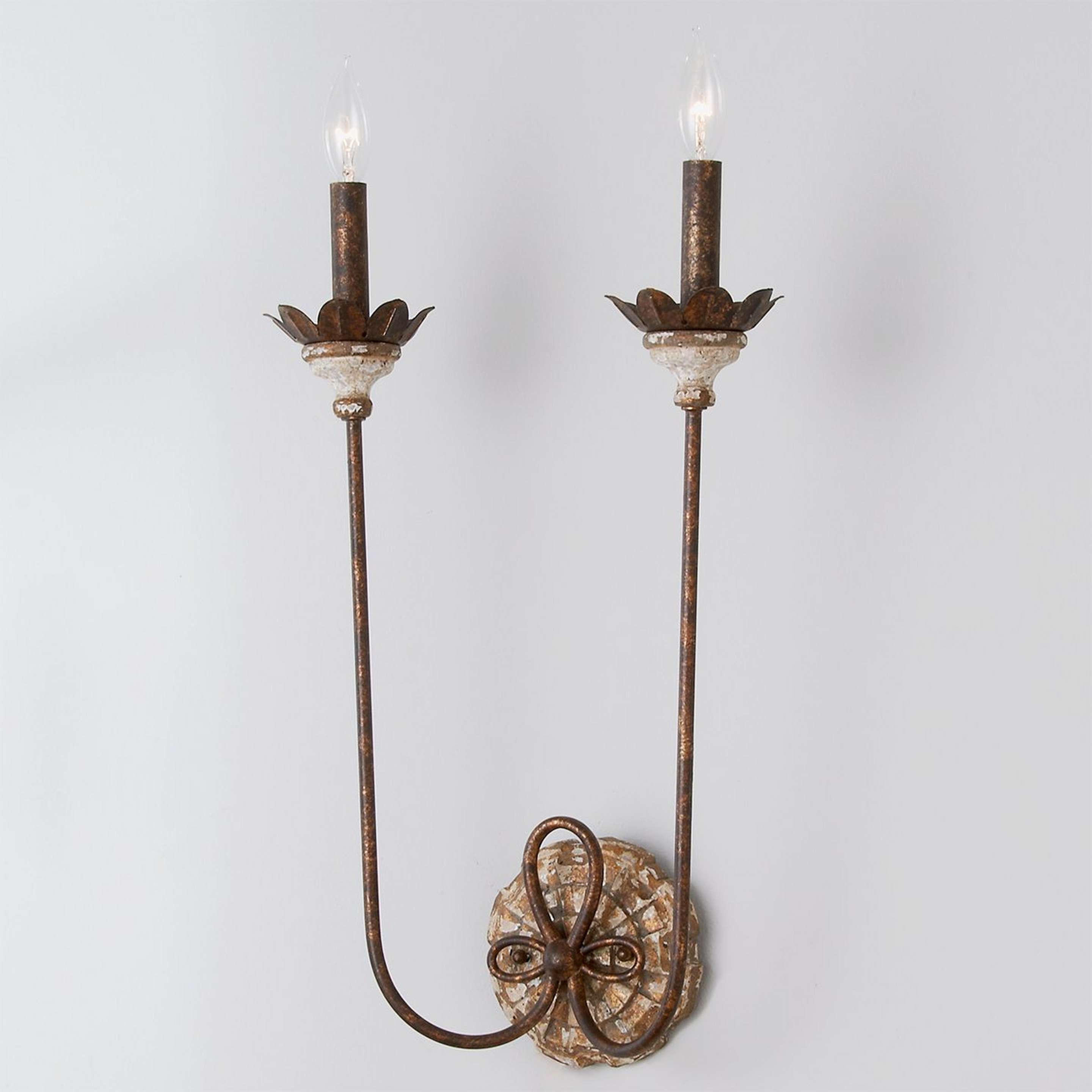 A Olivia Sconce with Distressed Wood / Aged Gold color