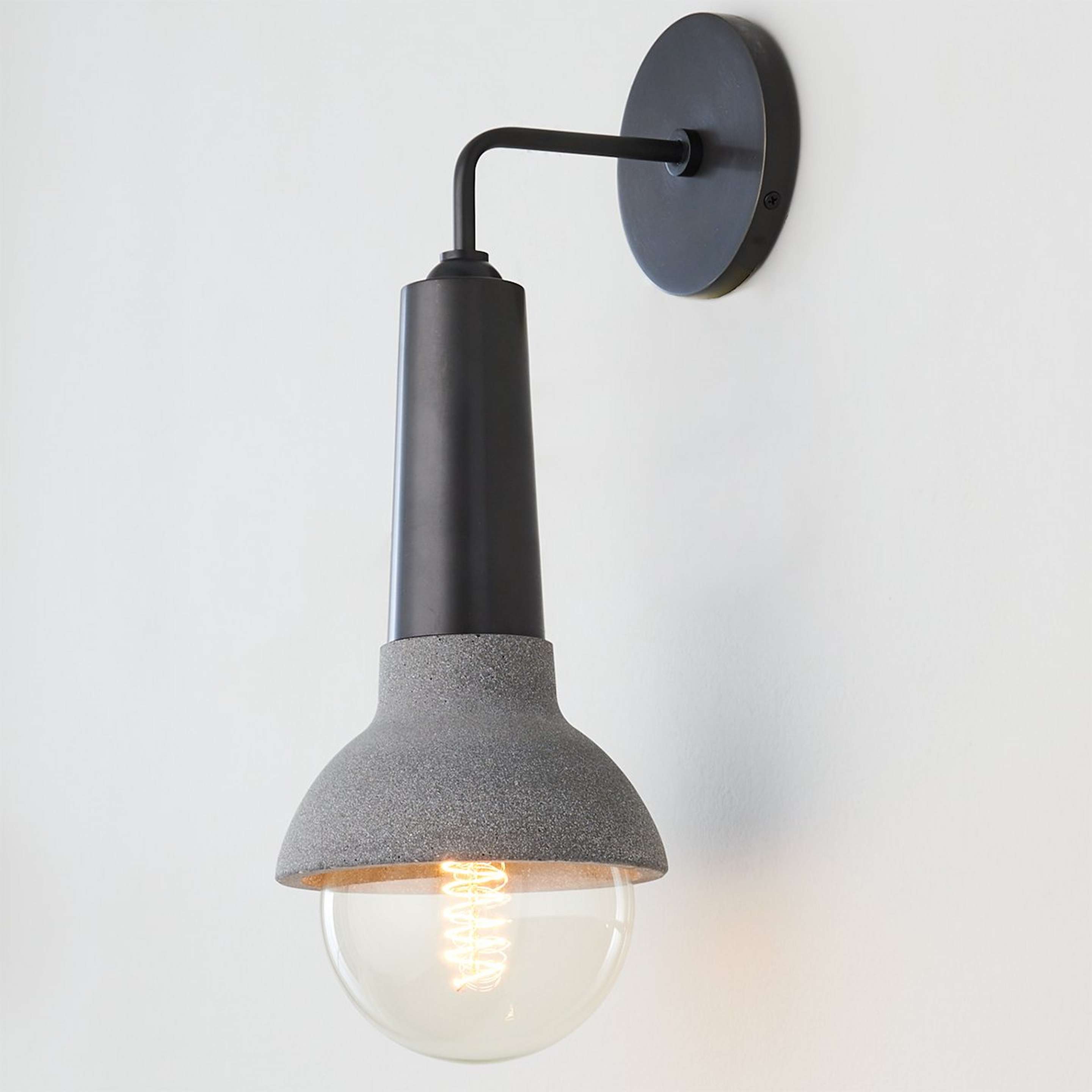A Capped Concrete Sconce with Bronze / Gray Concrete color