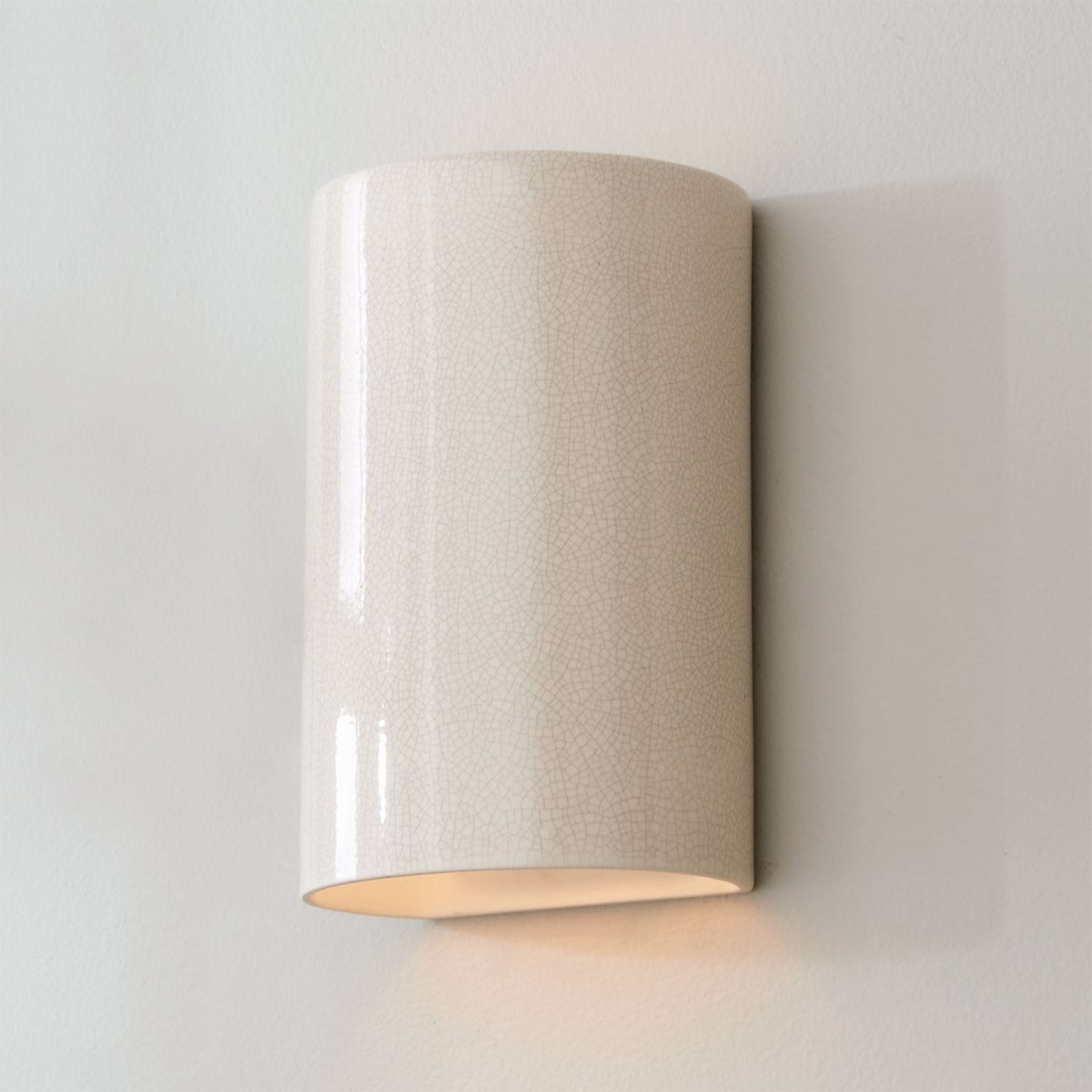 A Ceramic Cylinder Sconce - Small - Crackle with Antique White Crackle color