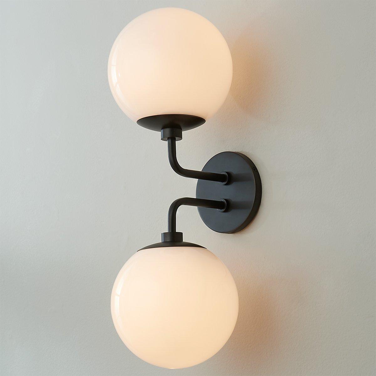 Satin Brass / White Glass Minimalist Globe Semi-Flush Ceiling