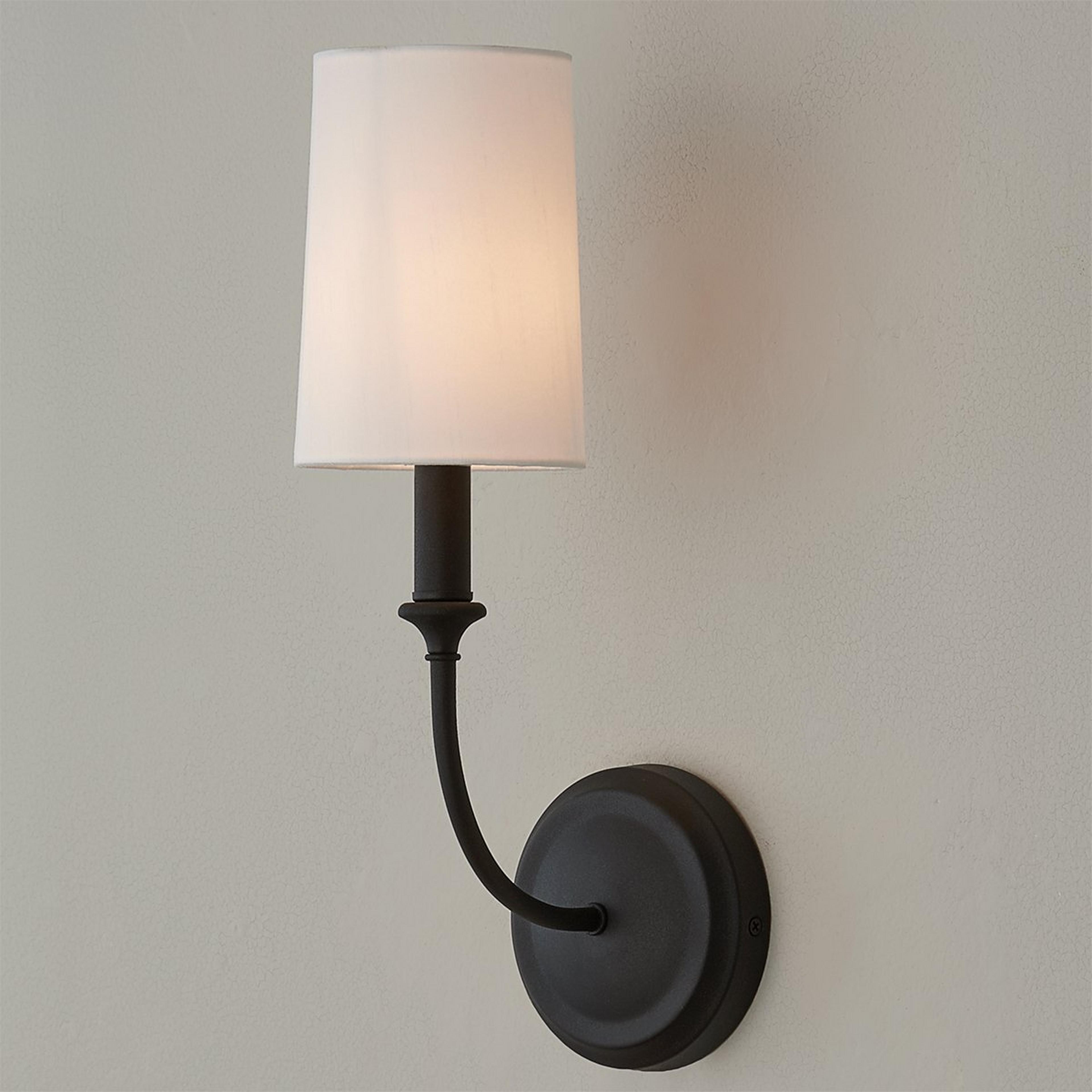 A Modern Charleston Sconce - 1 Light with Forged Black color
