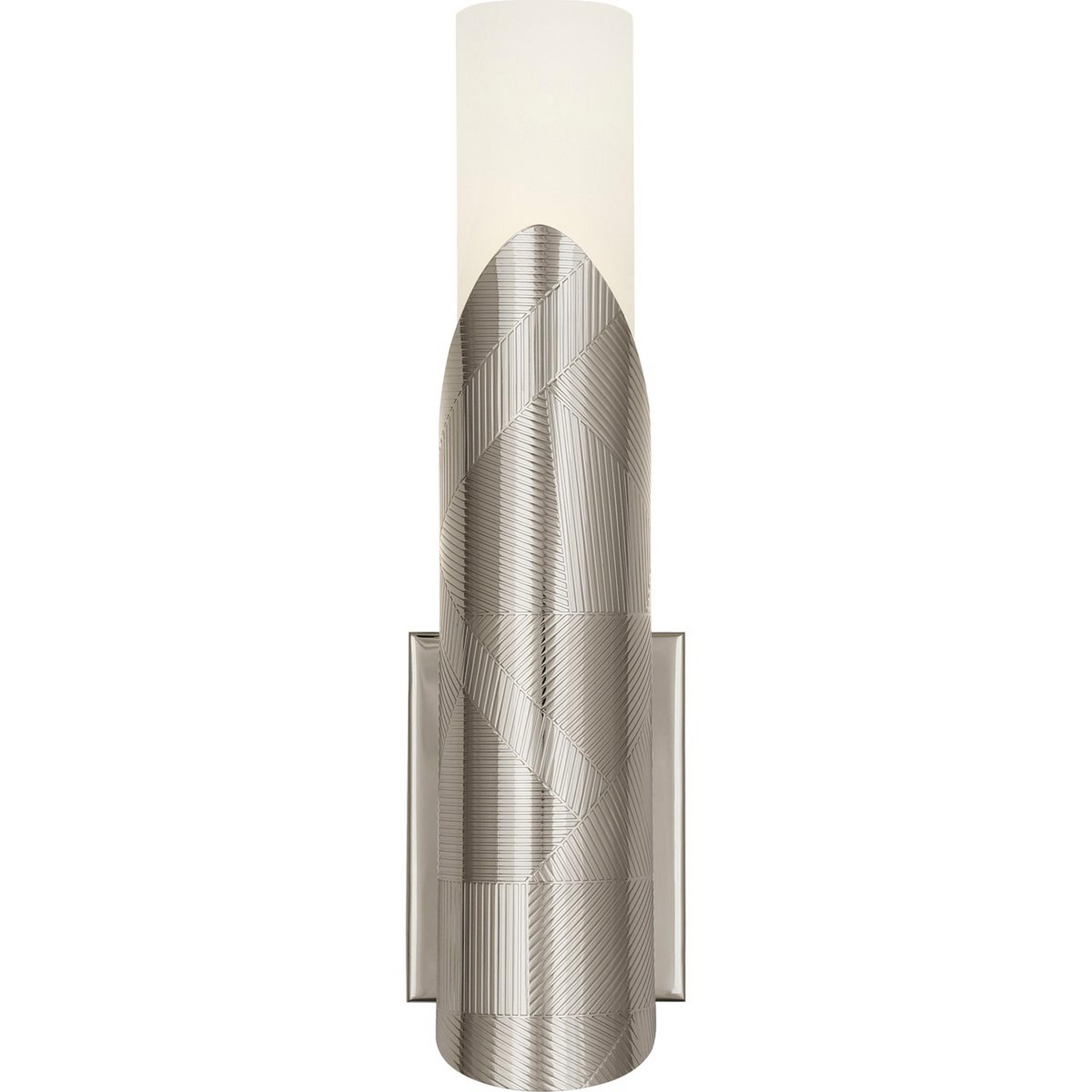 A Etched Huxley Sconce with Polished Nickel / White color