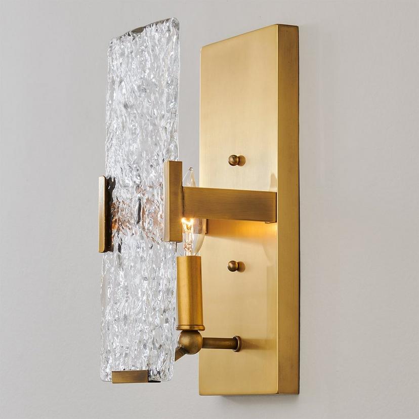Image showcasing Textured Water Glass Pane Sconce | Shades of Light