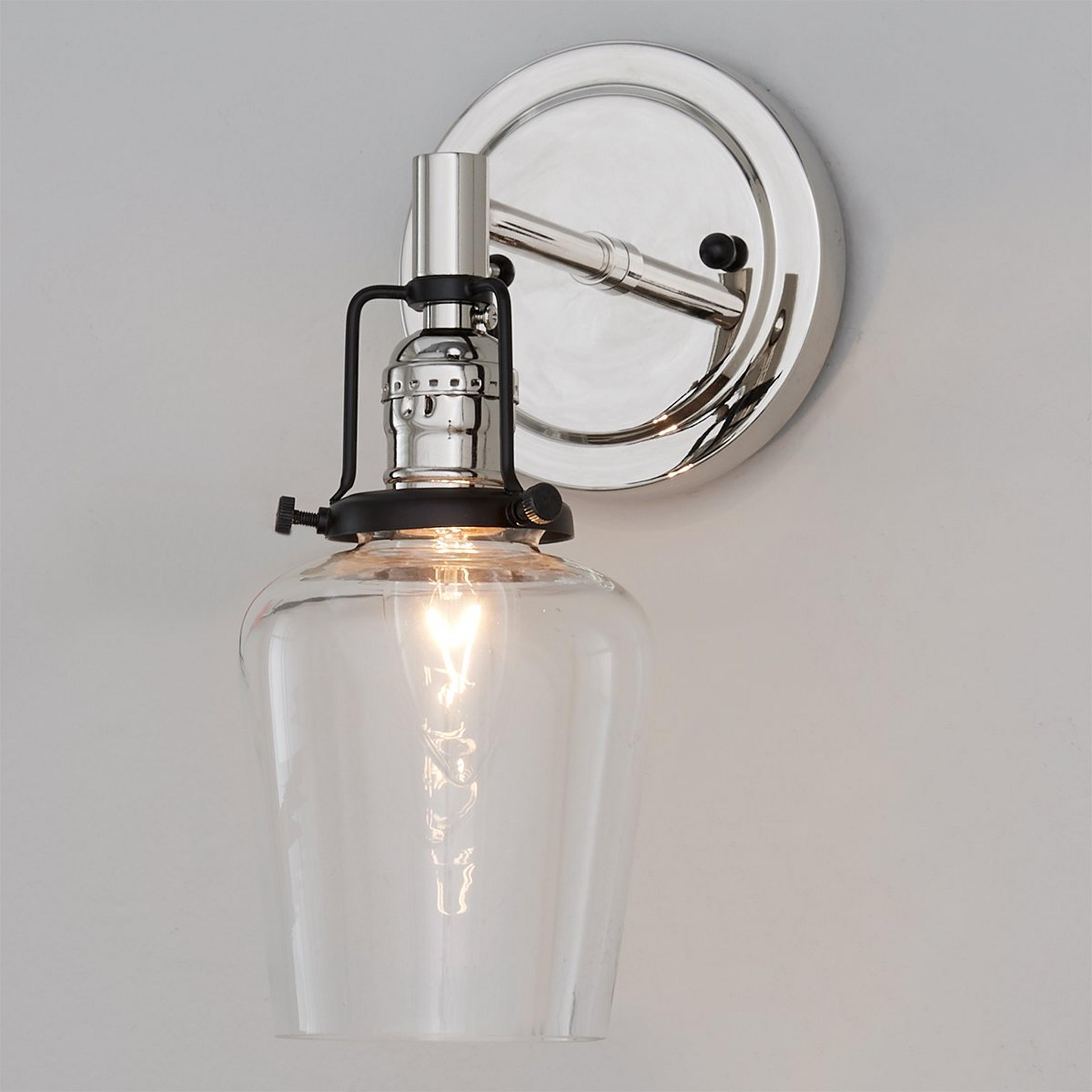 A Bryce Sconce - Bell with Polished Nickel / Black / Clear color