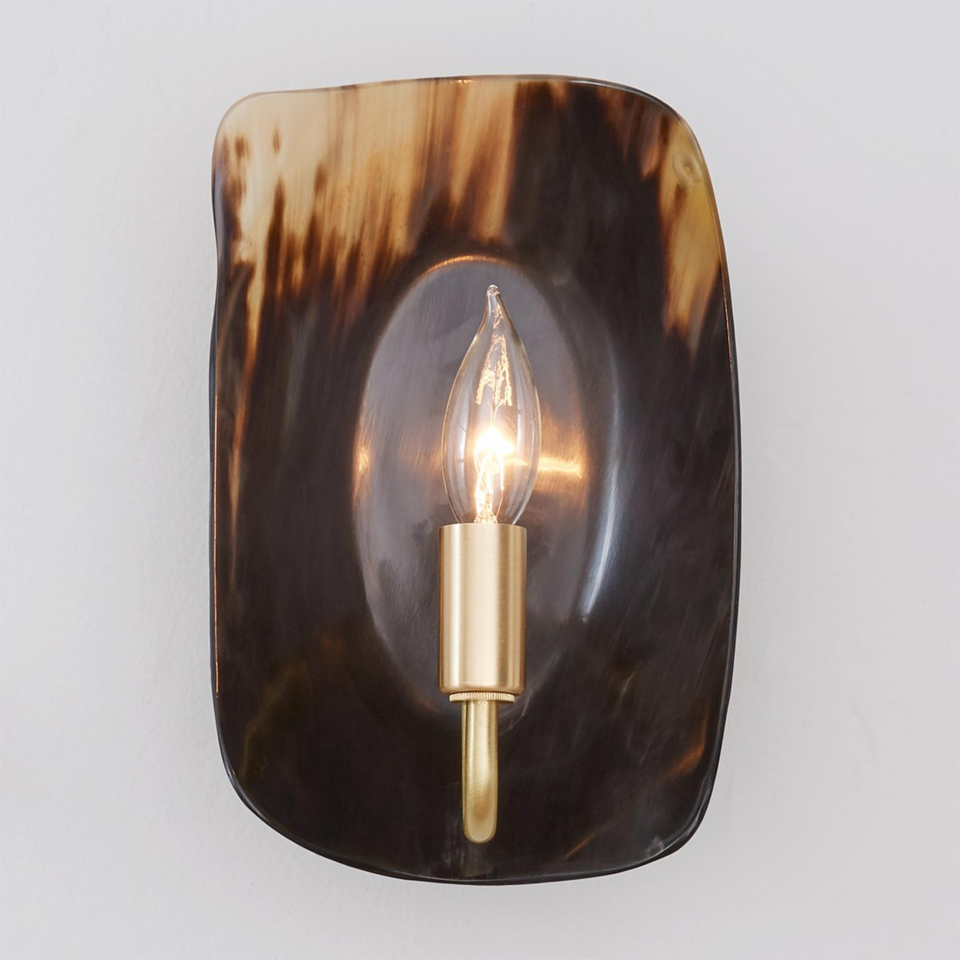 A Polished Horn Sconce with Solid Brass / Polished Horn  color