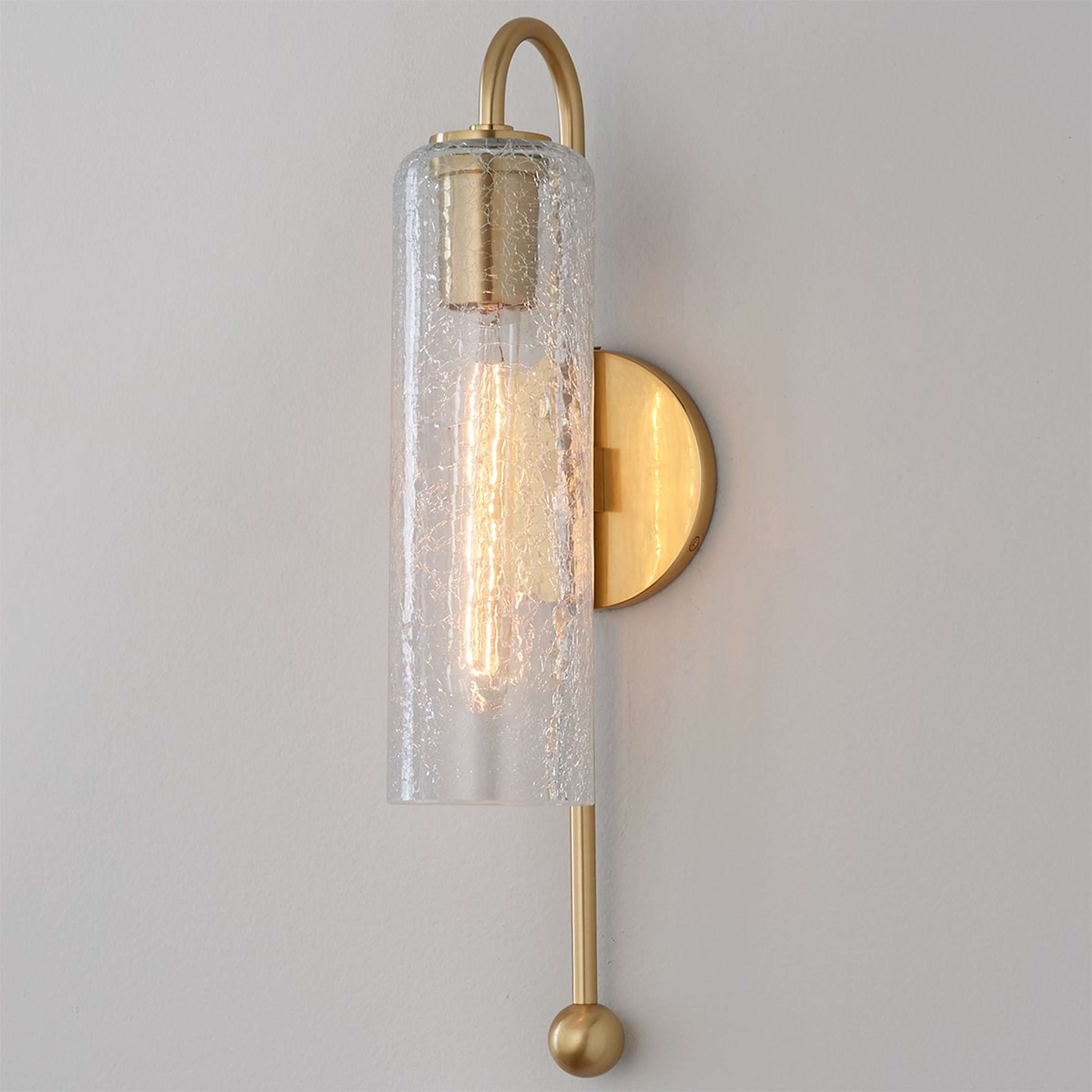 A Beverly Hills Sconce with Aged Brass / Crackle Glass color