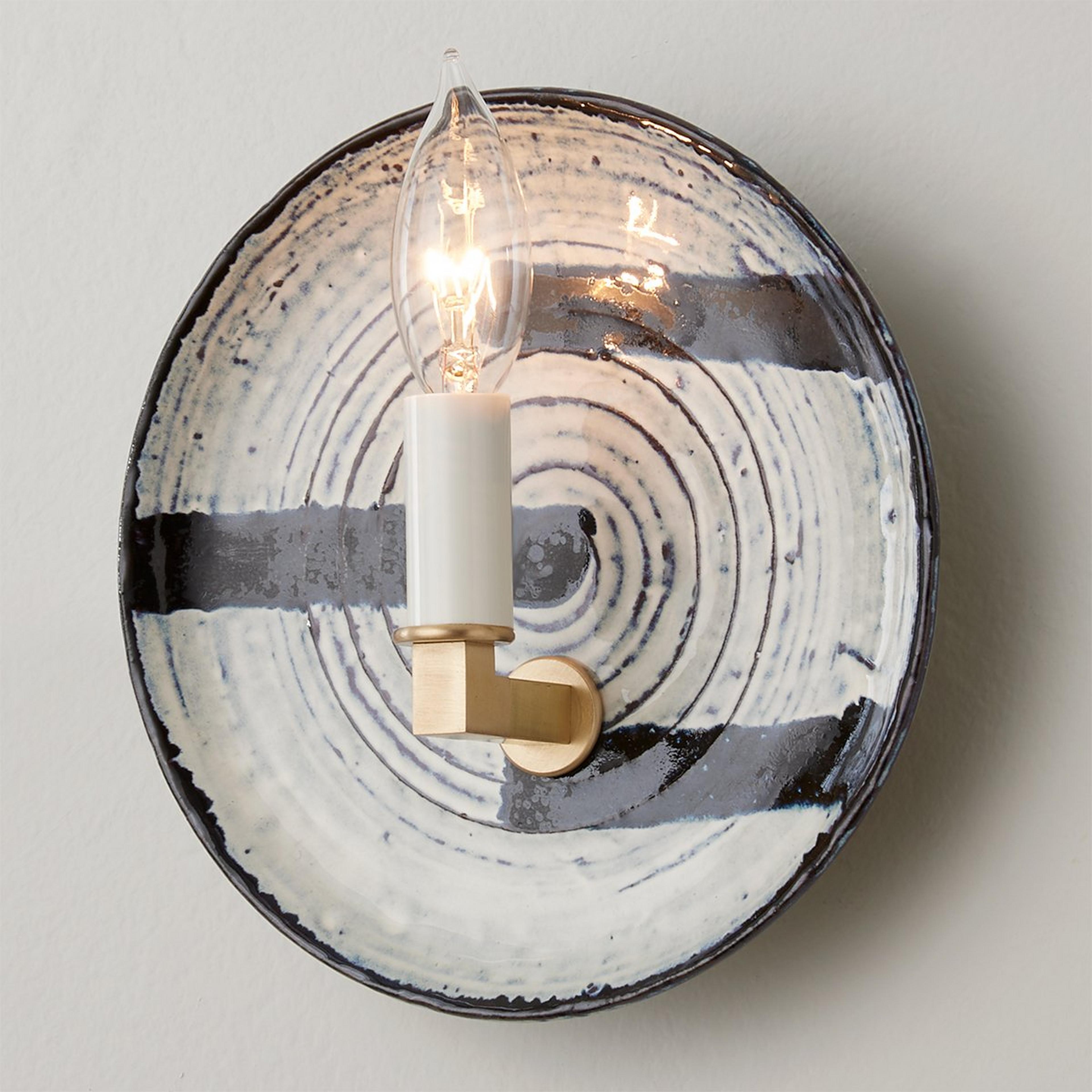 A Rustic Swirl Sconce - ADA with Rustic White / Blue / Brass  color