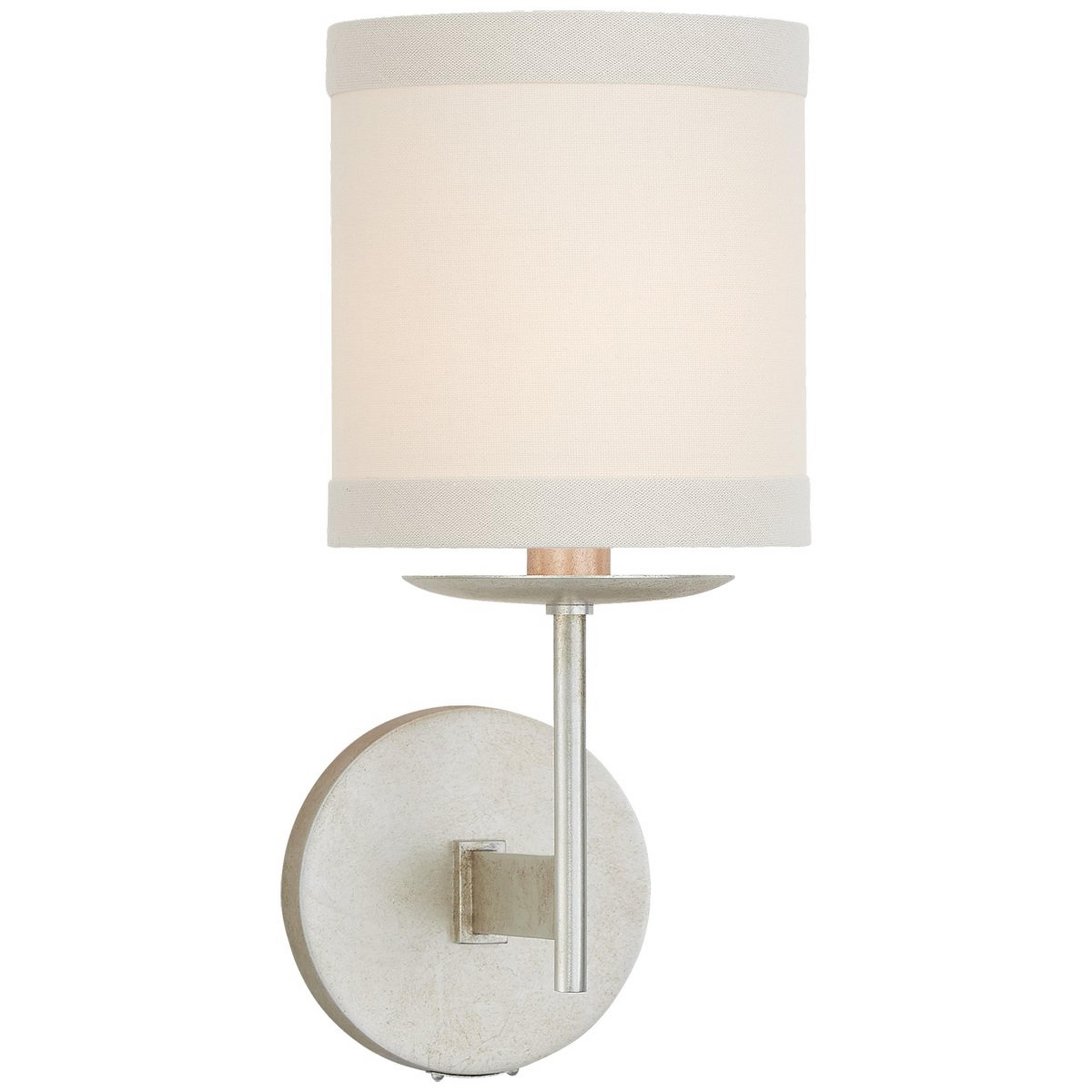 A Ayla Shaded Sconce with Burnished Silver Leaf / Cream Linen color