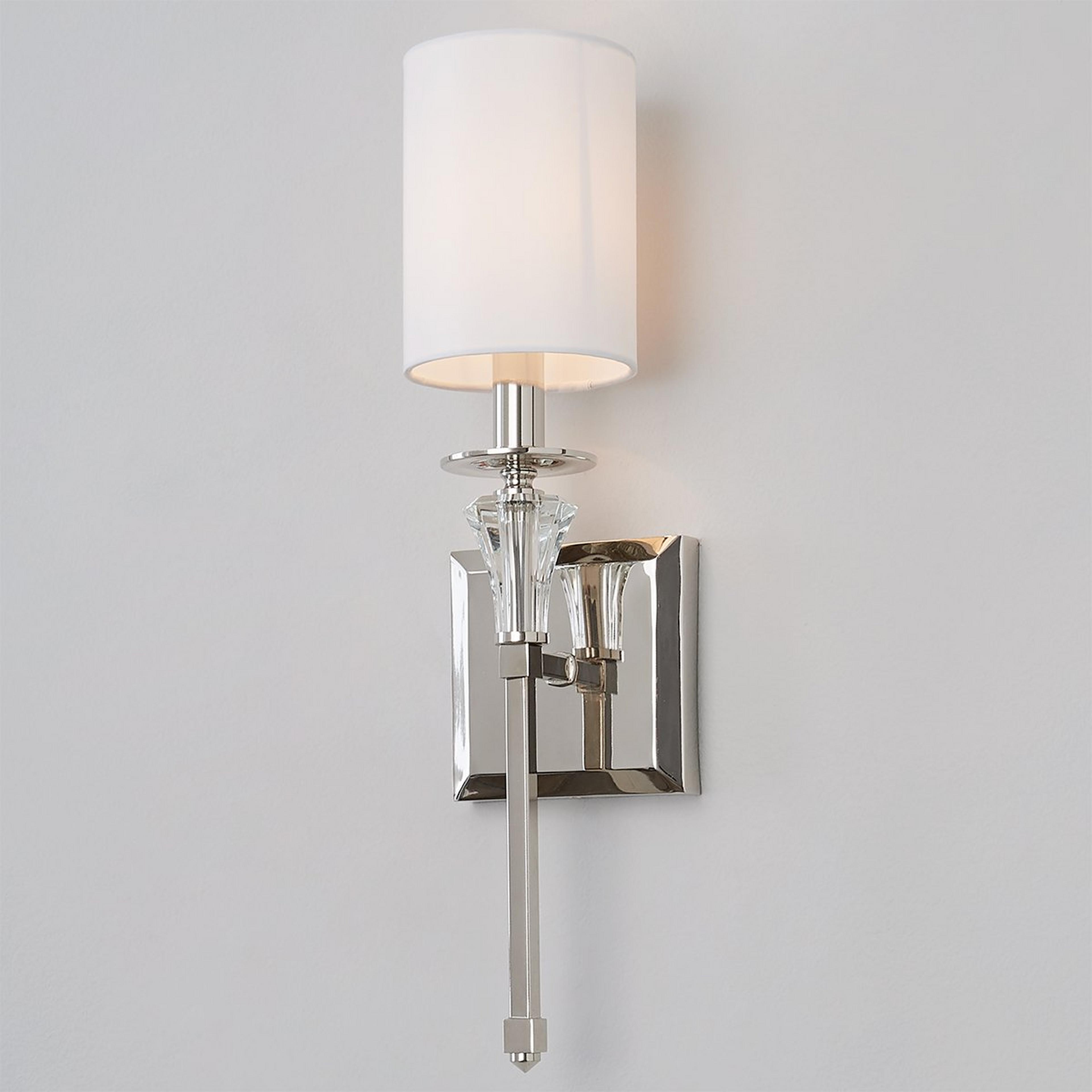 A Maxwell Sconce with Polished Nickel / Crystal color