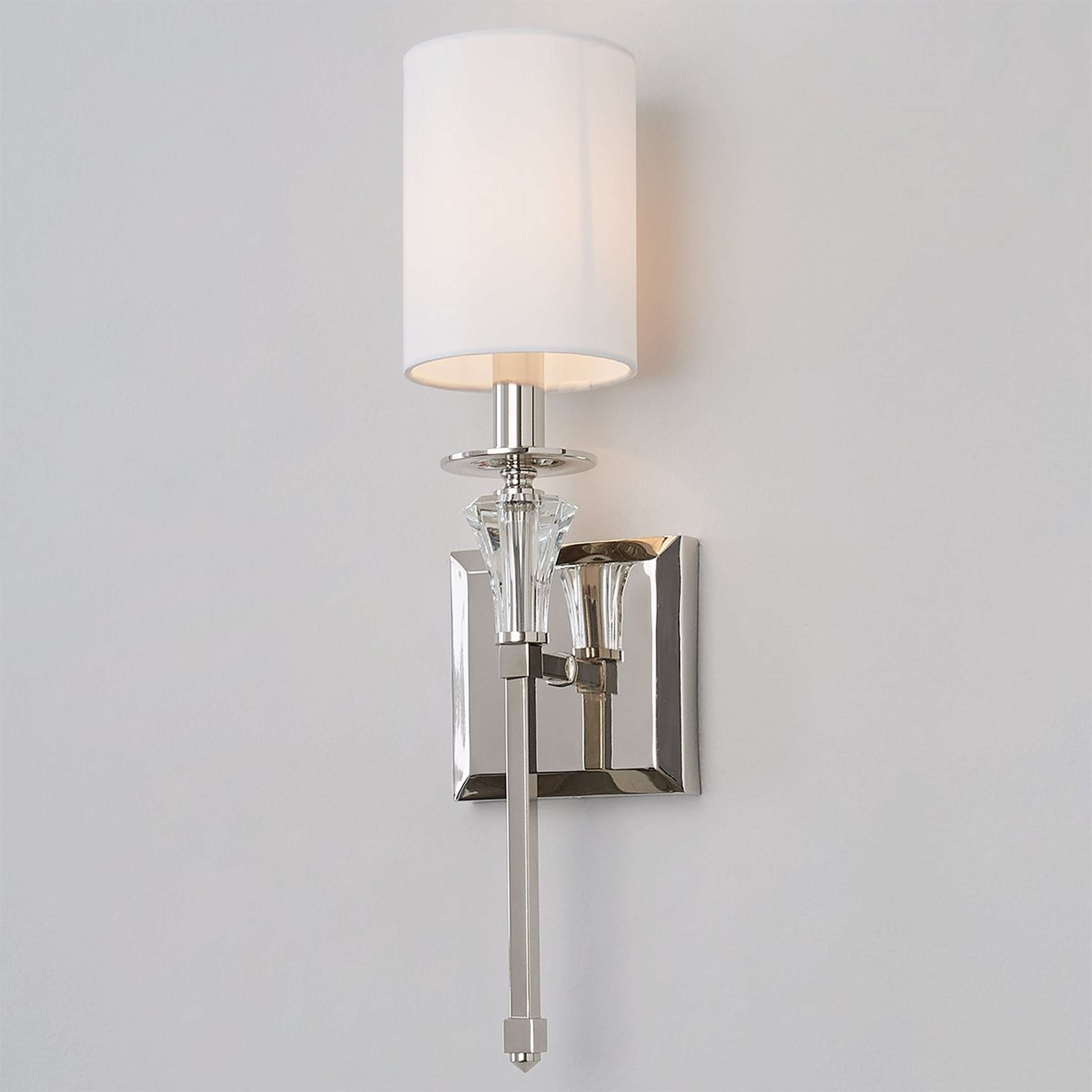 A Maxwell Sconce with Polished Nickel / Crystal color